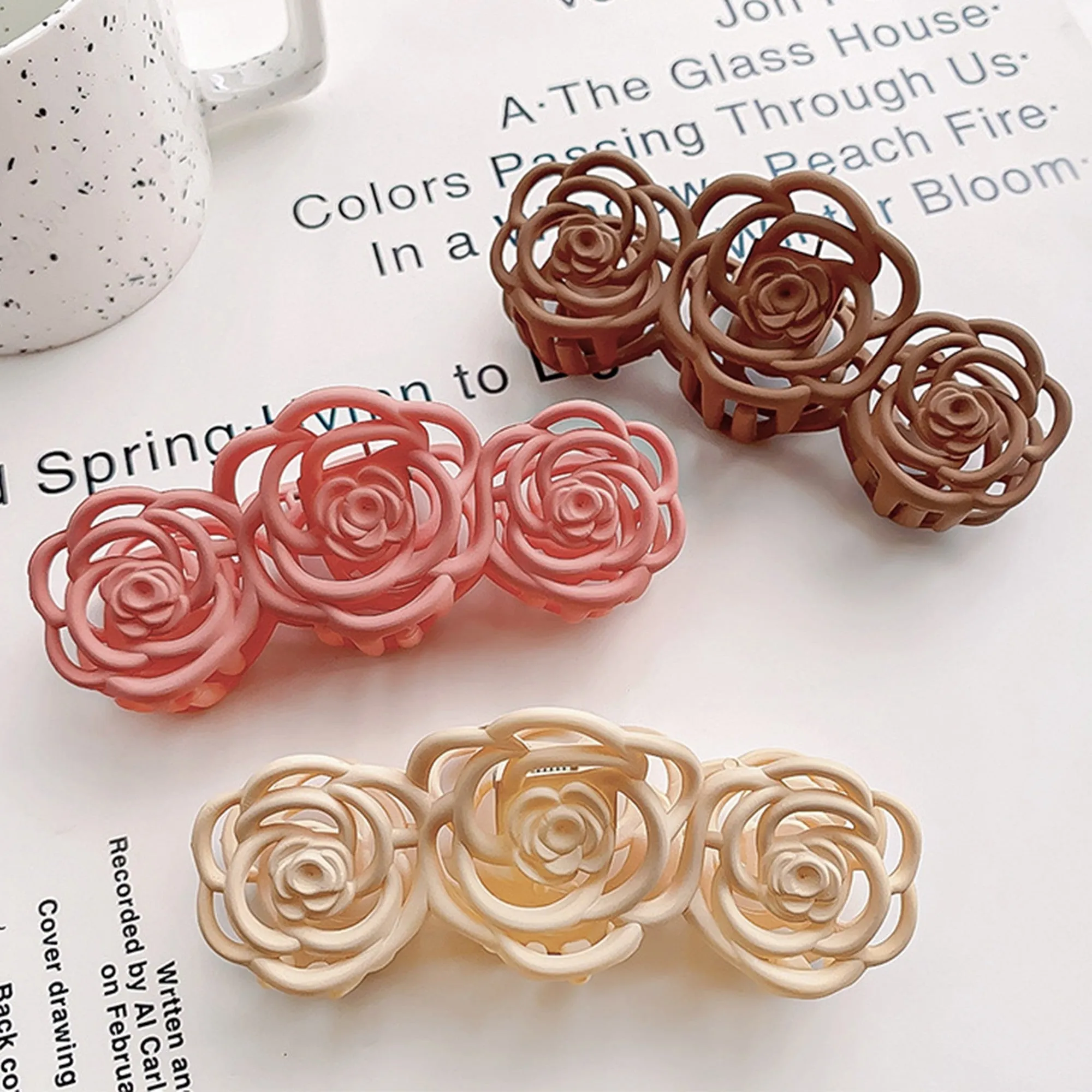 Anna-Kaci Triple Flower Hair Claw Clip with Secure Hold and Decorative Open Design sold by Anna-Kaci product image thumbnail 2