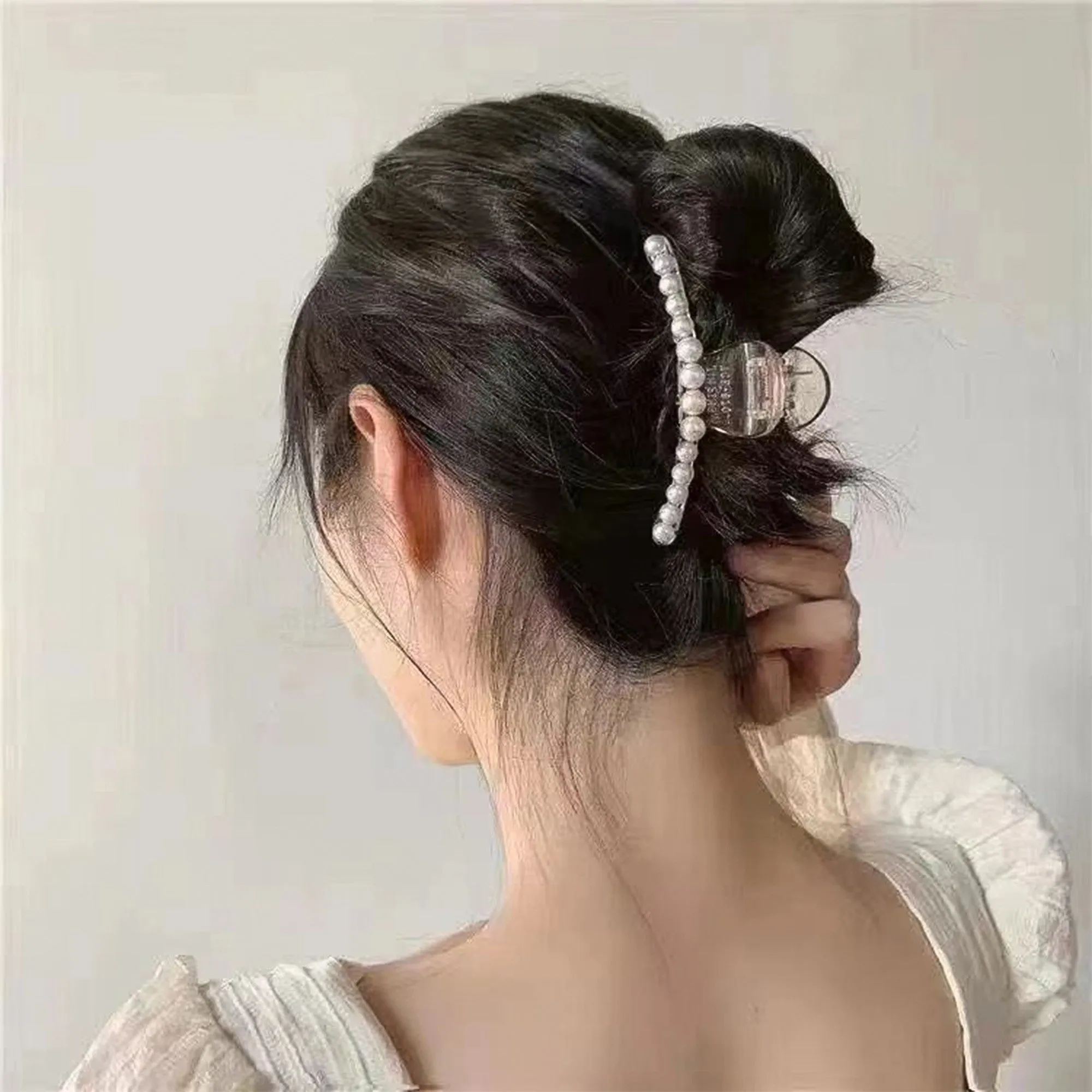 Anna-Kaci Pearl Detail Hair Claw Clip with Smooth Curved Shape and Secure Spring Hold sold by Anna-Kaci product image thumbnail 4