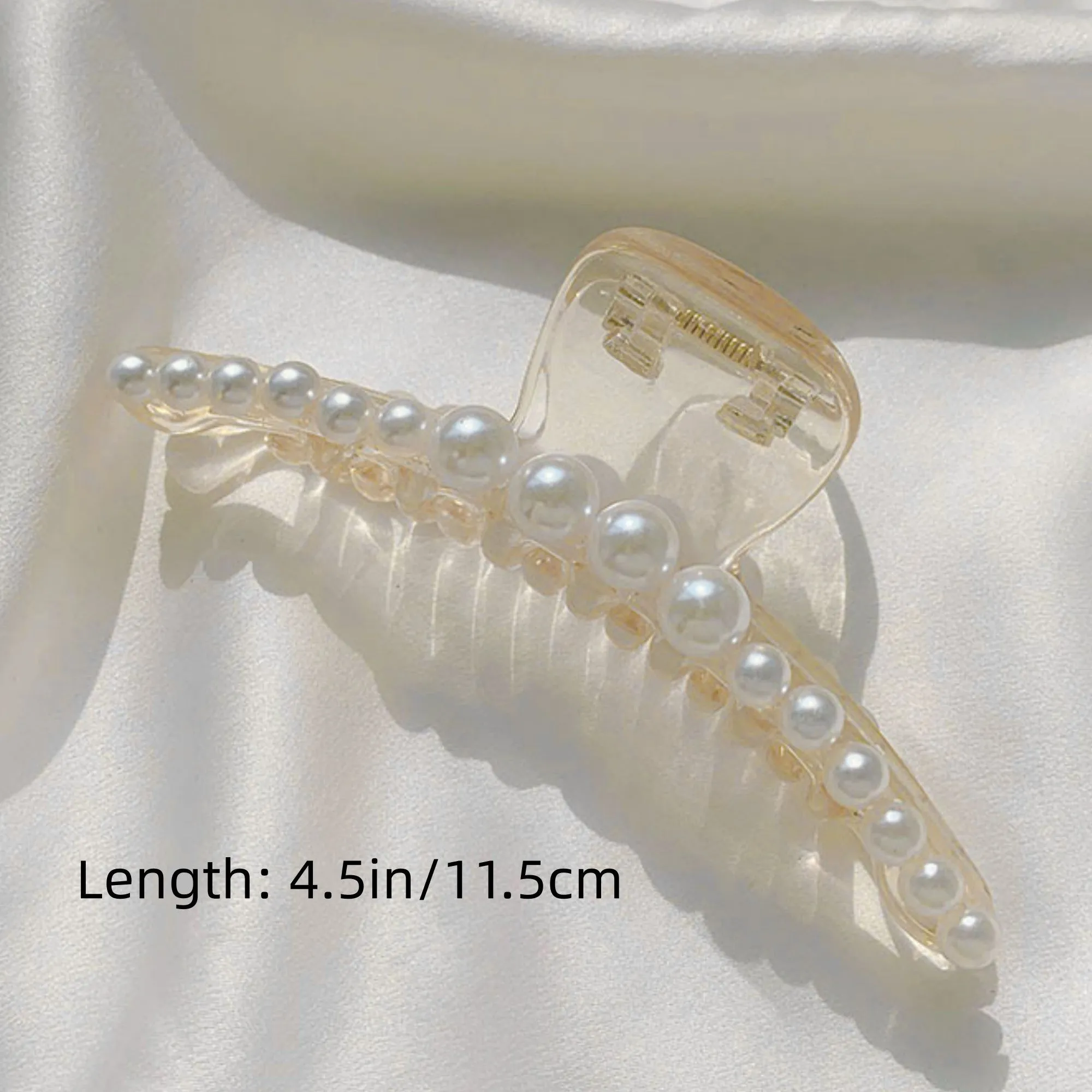 Anna-Kaci Pearl Detail Hair Claw Clip with Smooth Curved Shape and Secure Spring Hold sold by Anna-Kaci product image thumbnail 5