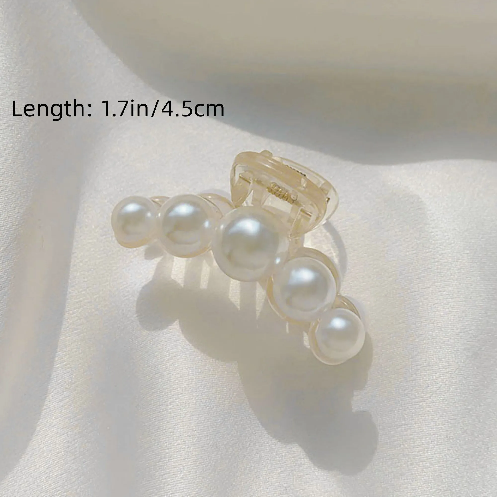 Anna-Kaci Pearl Detail Hair Claw Clip with Smooth Curved Shape and Secure Spring Hold sold by Anna-Kaci product image thumbnail 2