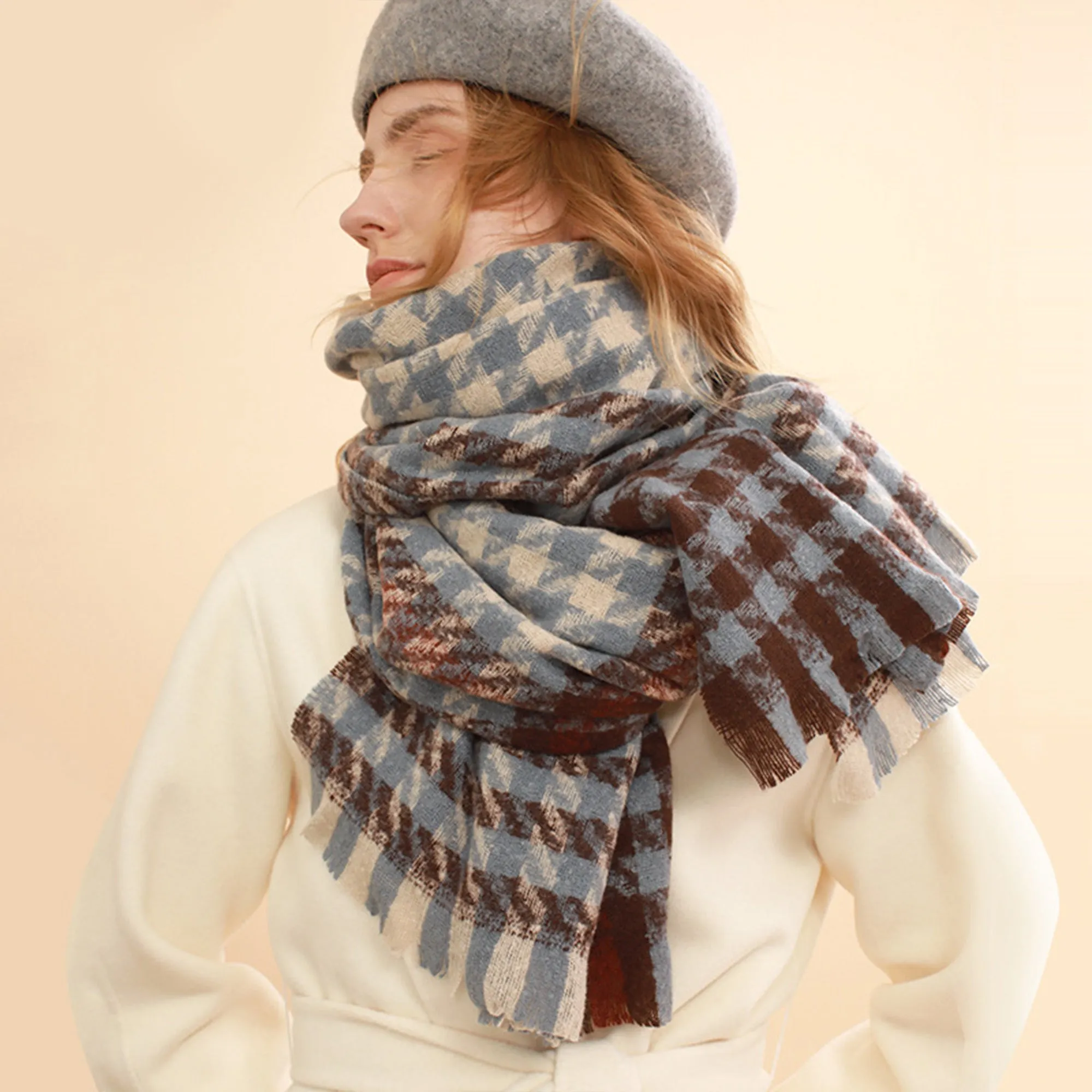 Anna-Kaci Womens Soft Oversized Plaid Scarf with Fringe Trim for Cold Weather 75¡Á23.6 Inches sold by Anna-Kaci product image thumbnail 2