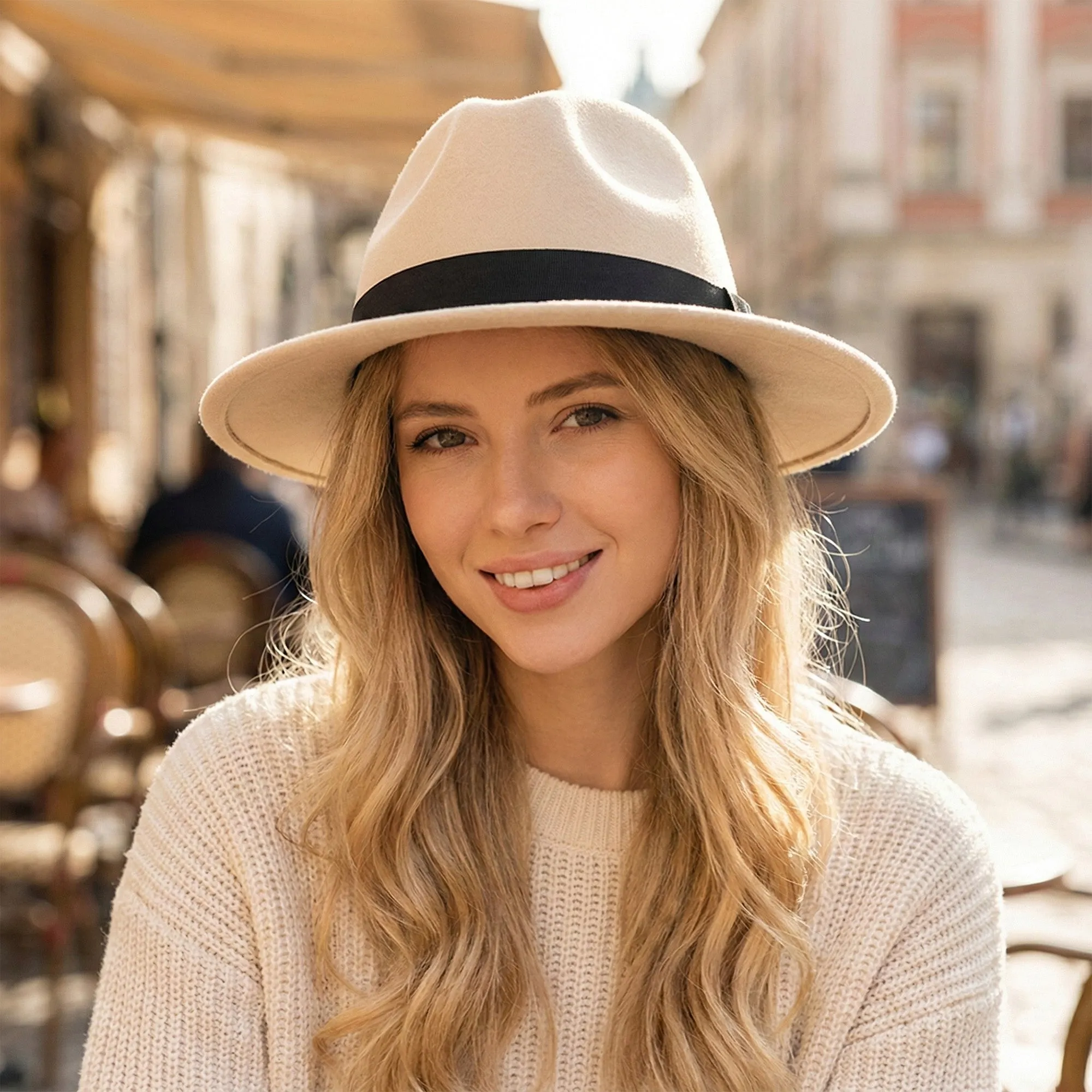 Anna-Kaci Classic Wide Brim Felt Fedora Hat with Grosgrain Band sold by Anna-Kaci product image thumbnail 5