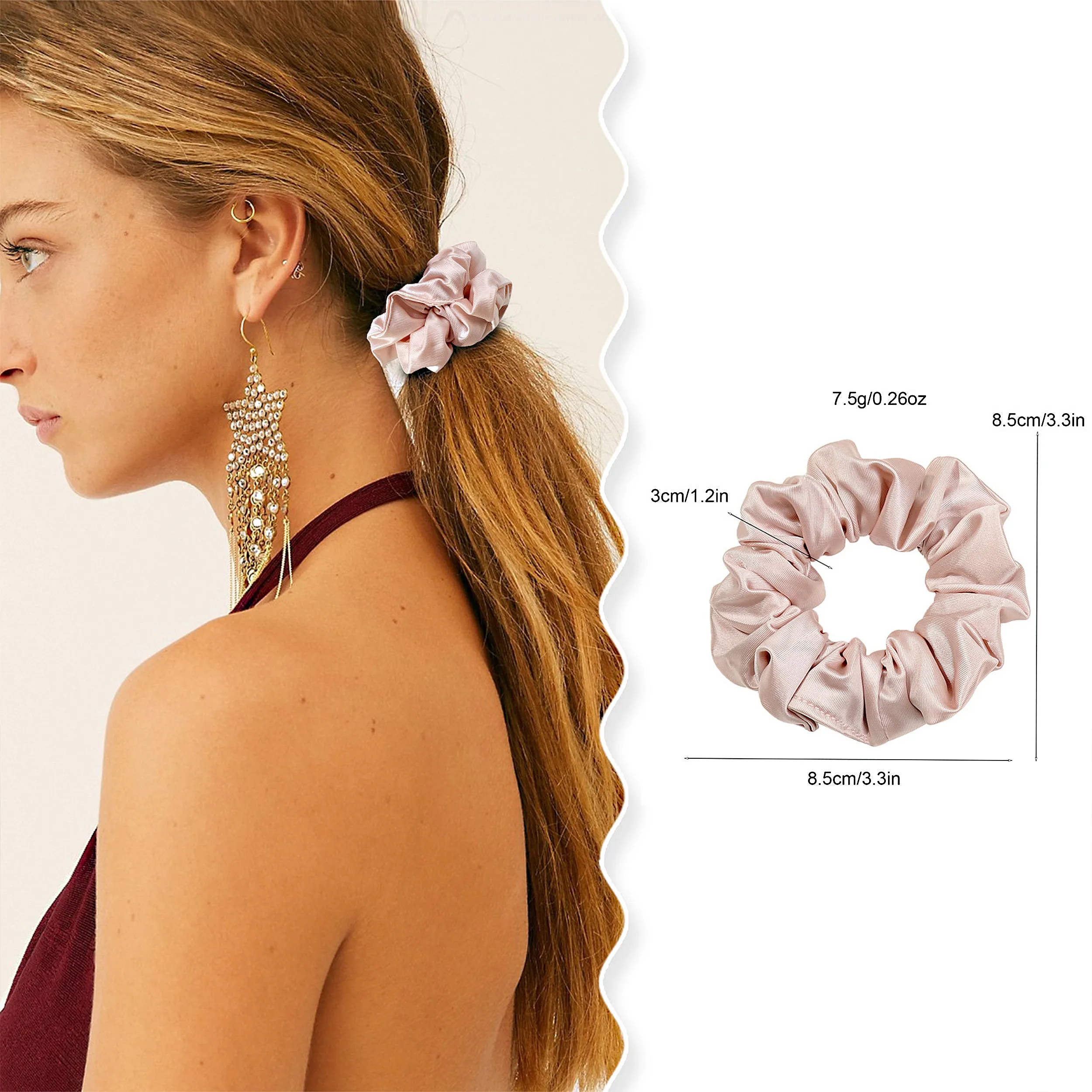 Anna-Kaci 3 PCs Soft Satin Scrunchies Elastic Hair Tie Gentle Stretch Ponytail Holder for Women sold by Anna-Kaci product image thumbnail 4