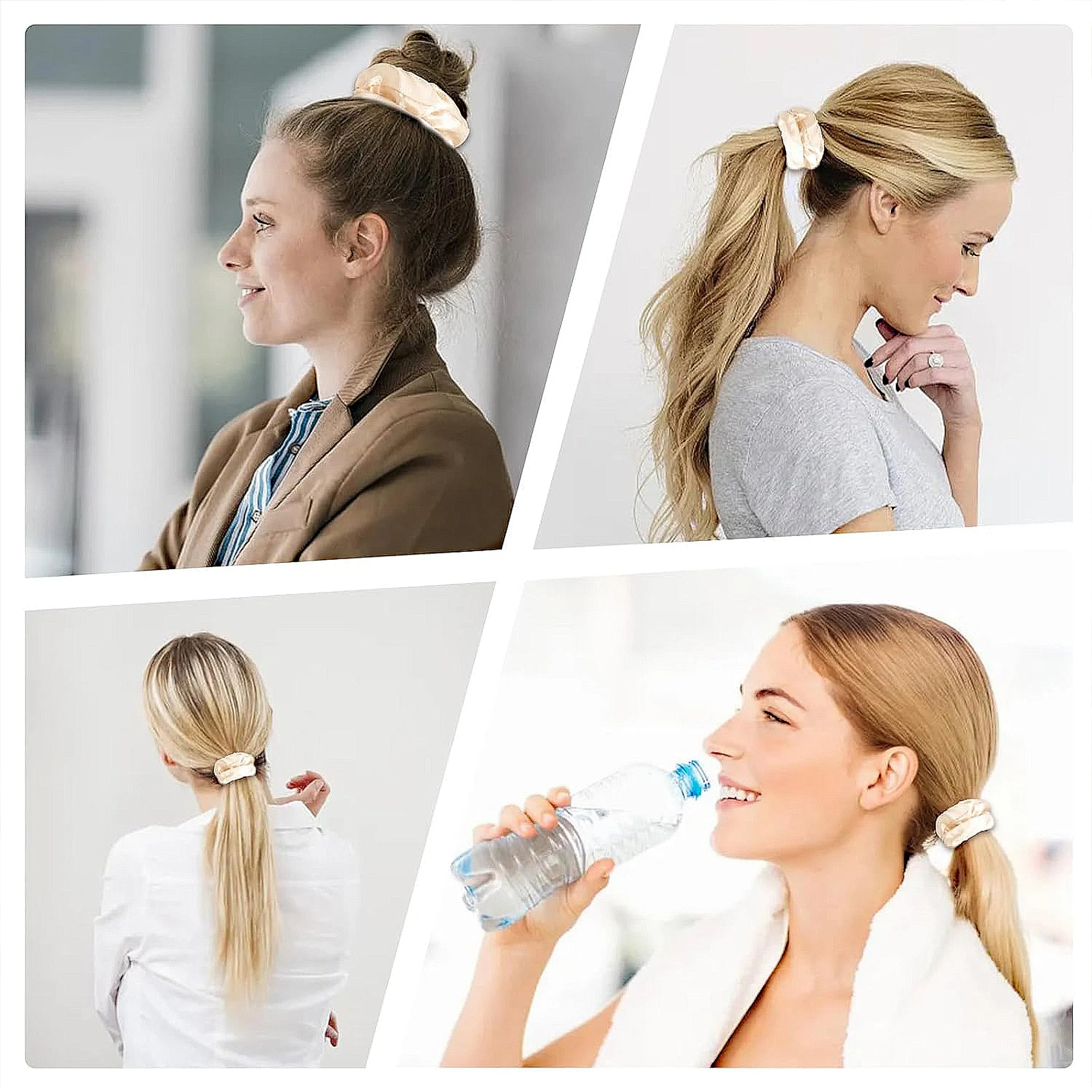 Anna-Kaci 3 PCs Soft Satin Scrunchies Elastic Hair Tie Gentle Stretch Ponytail Holder for Women sold by Anna-Kaci product image thumbnail 2