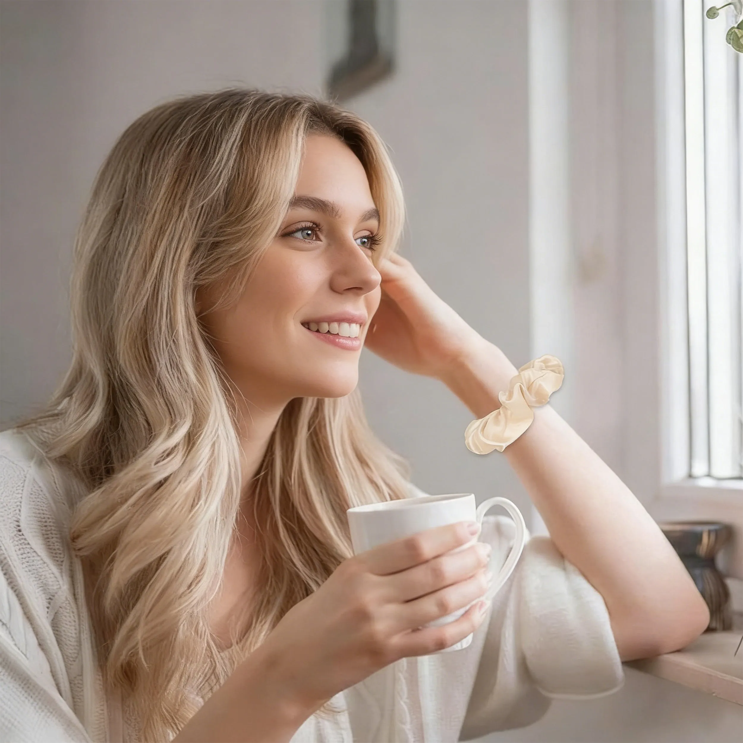 Anna-Kaci 3 PCs Soft Satin Scrunchies Elastic Hair Tie Gentle Stretch Ponytail Holder for Women sold by Anna-Kaci product image thumbnail 3