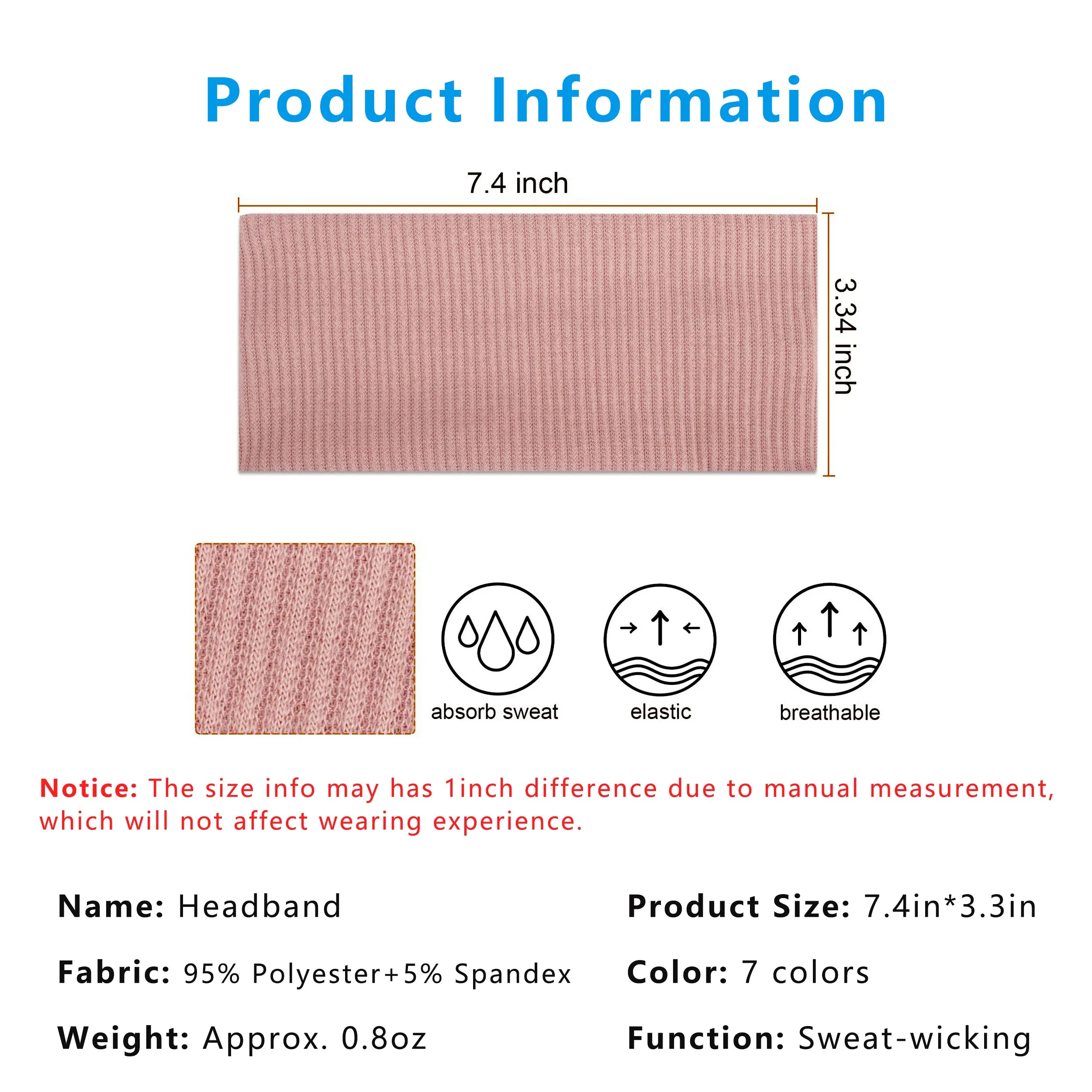 Anna-Kaci Knit Wide Headbands, Solid Color, Moisture-Wicking, Comfy Sports Hairbands Unisex sold by Anna-Kaci product image thumbnail 4