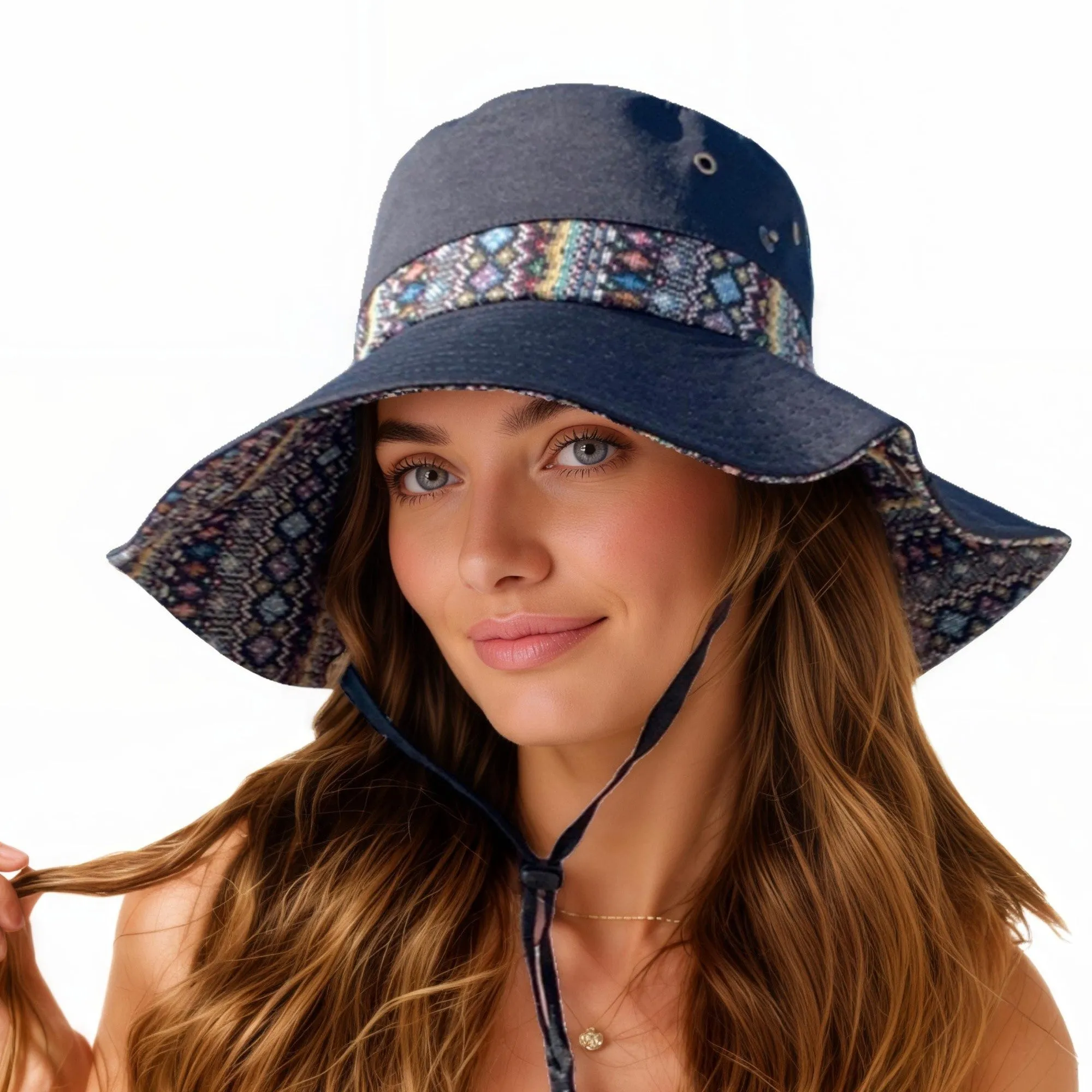 Anna-Kaci Women's Wide Brim Sun Hat with Adjustable Chin Strap Decorative Band Casual Headwear sold by Anna-Kaci product image thumbnail 3