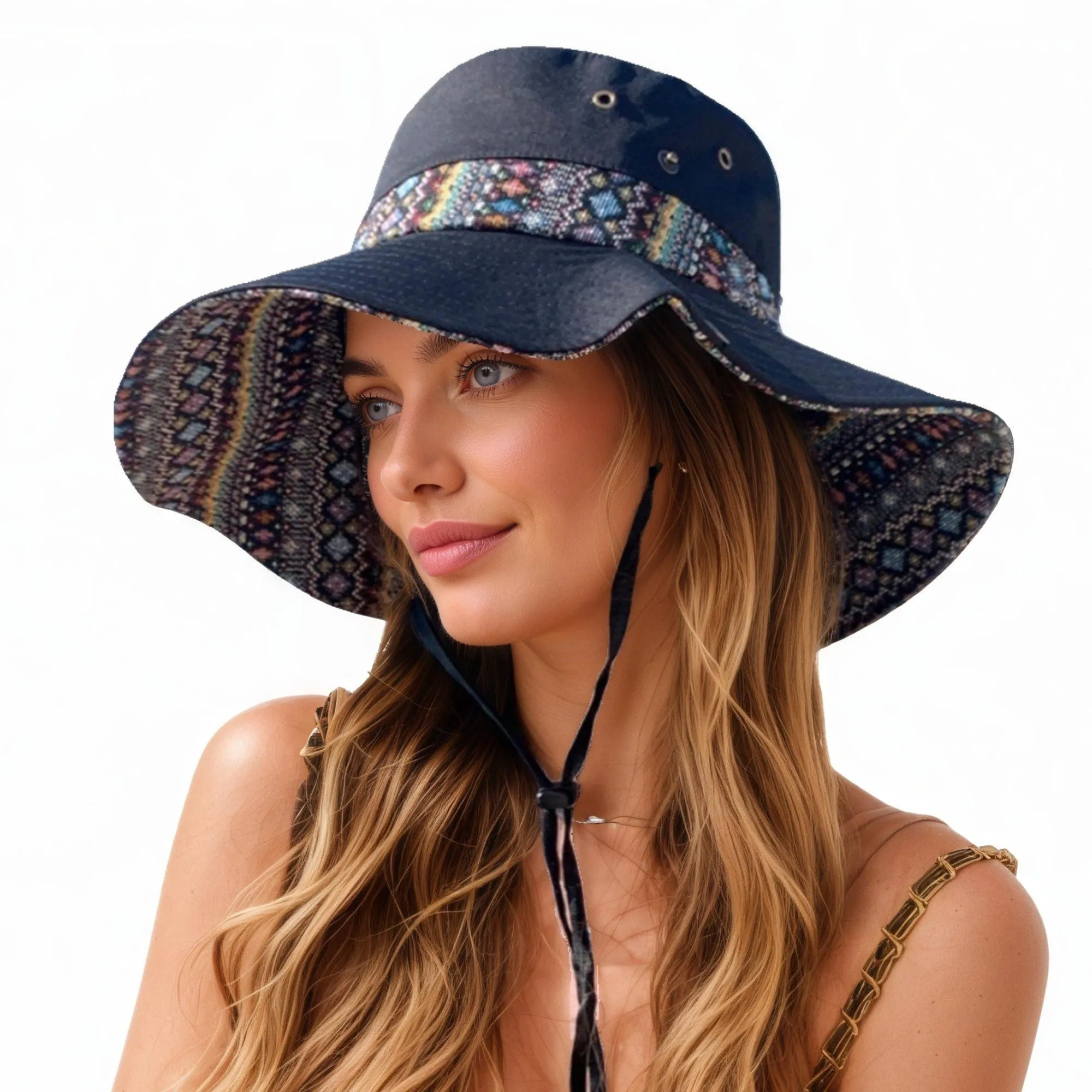 Anna-Kaci Women's Wide Brim Sun Hat with Adjustable Chin Strap Decorative Band Casual Headwear sold by Anna-Kaci product image thumbnail 2