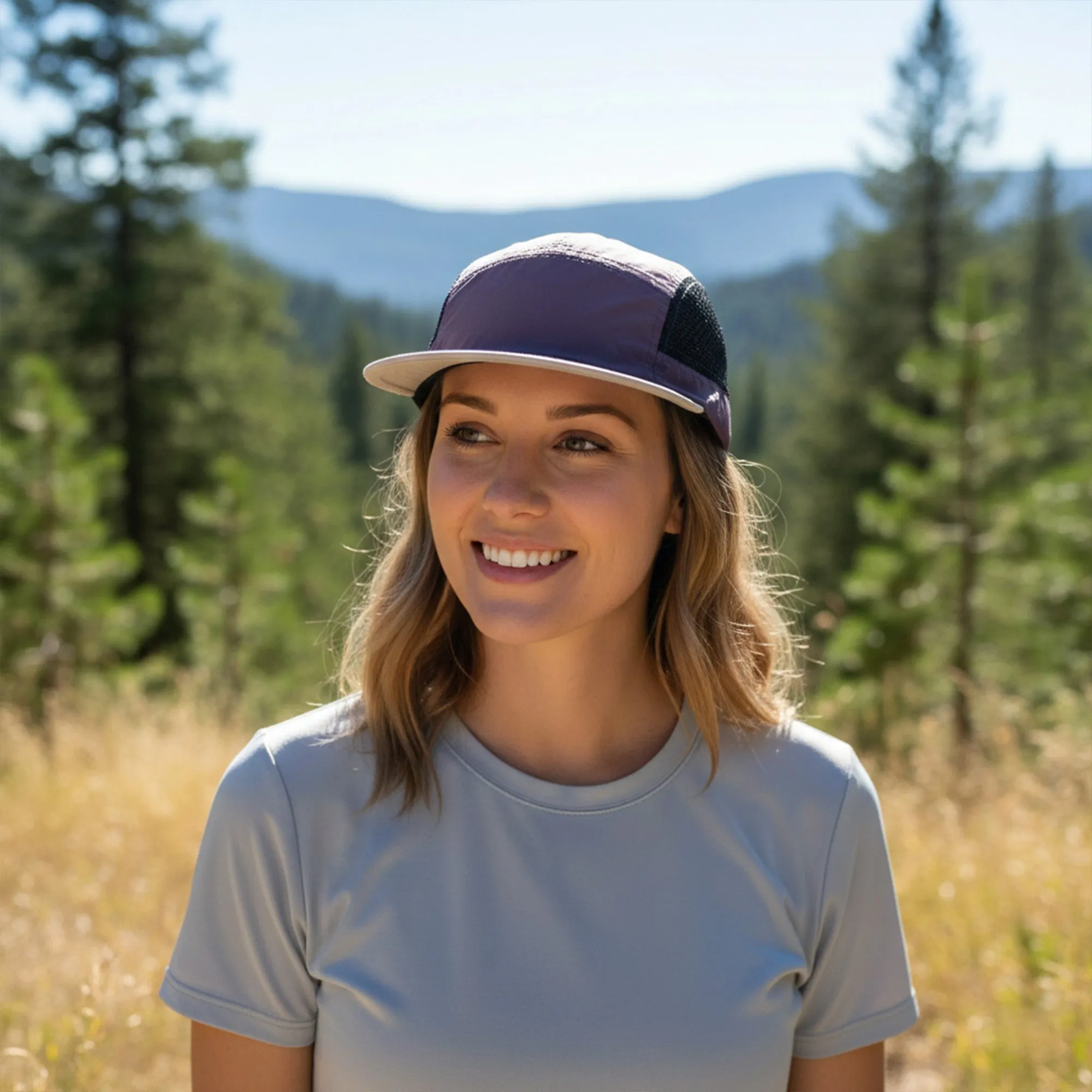 Anna-Kaci Short Brim Lightweight Mesh Panel Adjustable Five Panel Cap sold by Anna-Kaci product image thumbnail 5