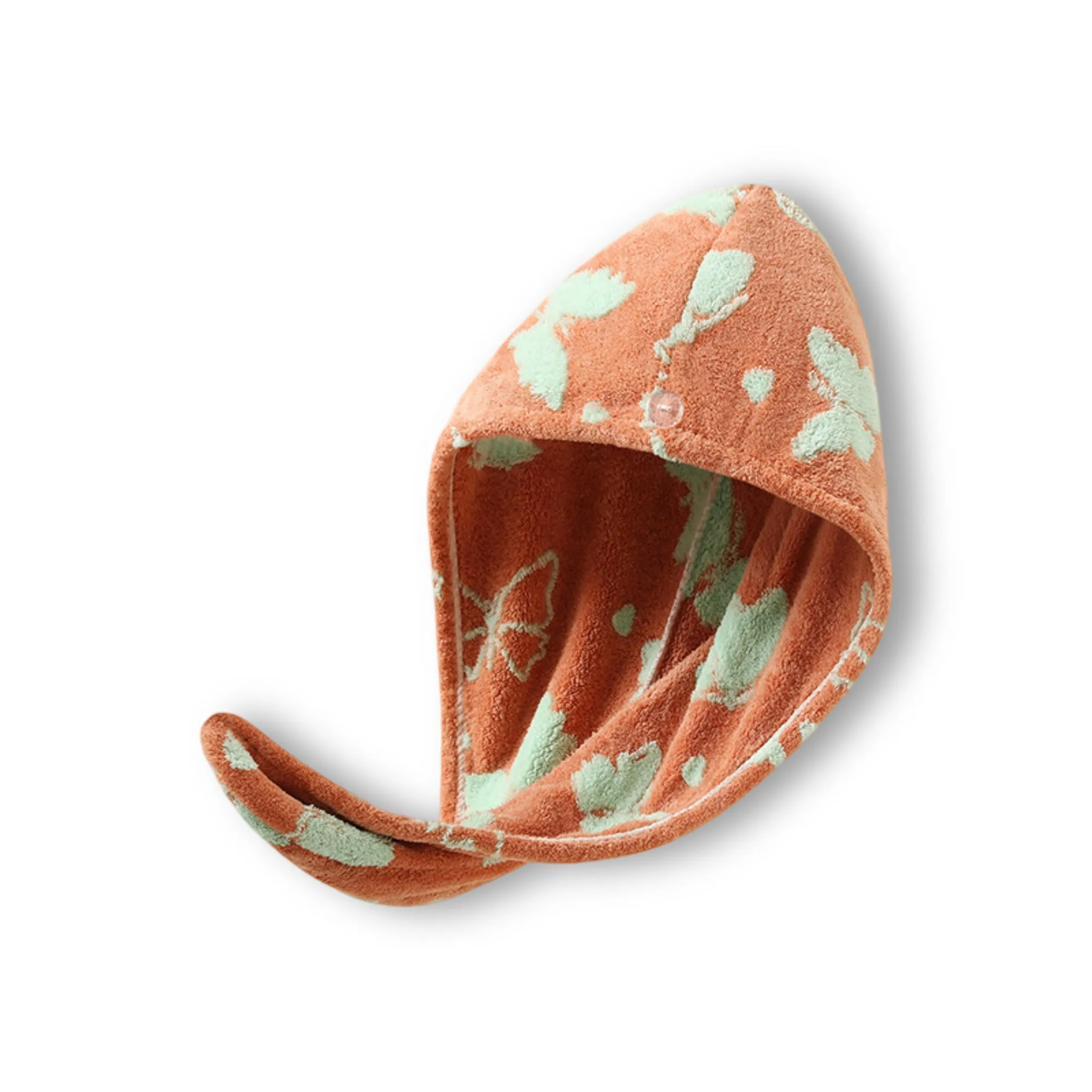 Anna-Kaci Plush Thickened Butterfly Jacquard Hair Drying Cap with Button Closure sold by Anna-Kaci