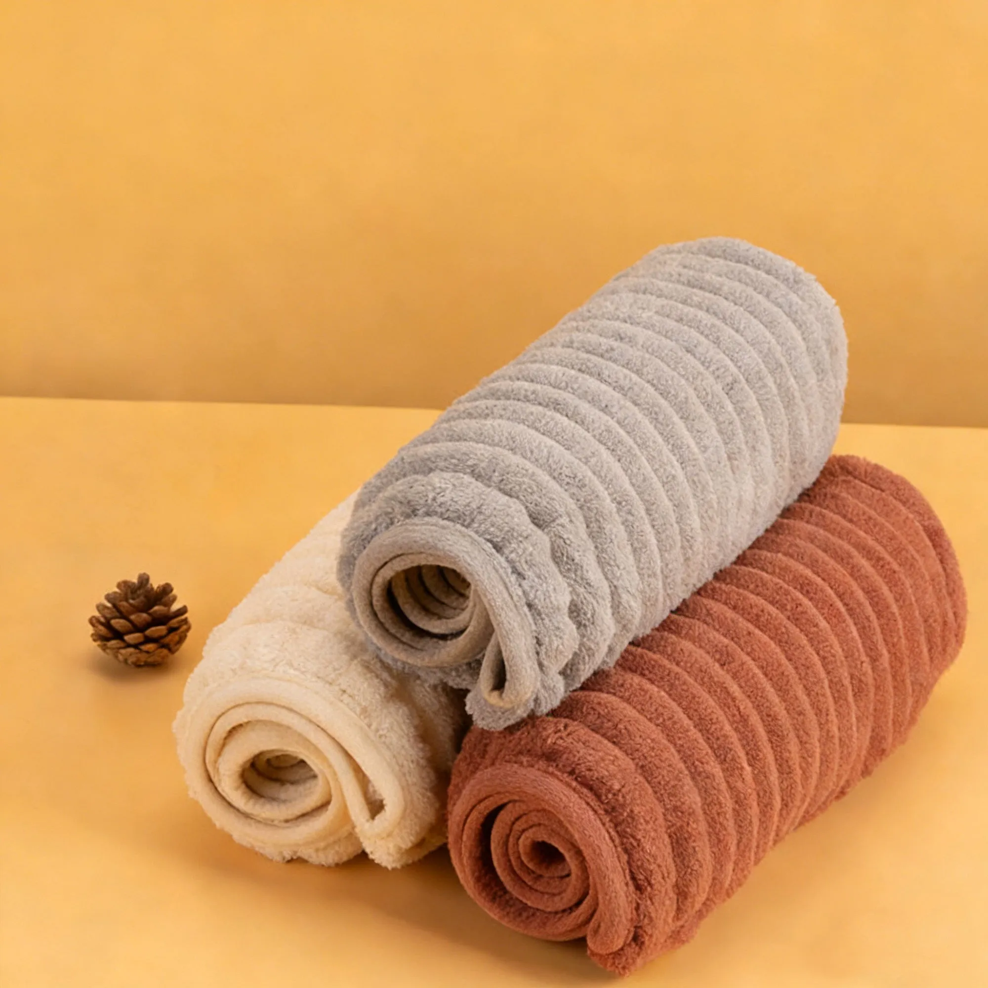 Anna-Kaci Absorbent Plush Hair Drying Towel Cap with Button Closure for Gentle Drying sold by Anna-Kaci product image thumbnail 3