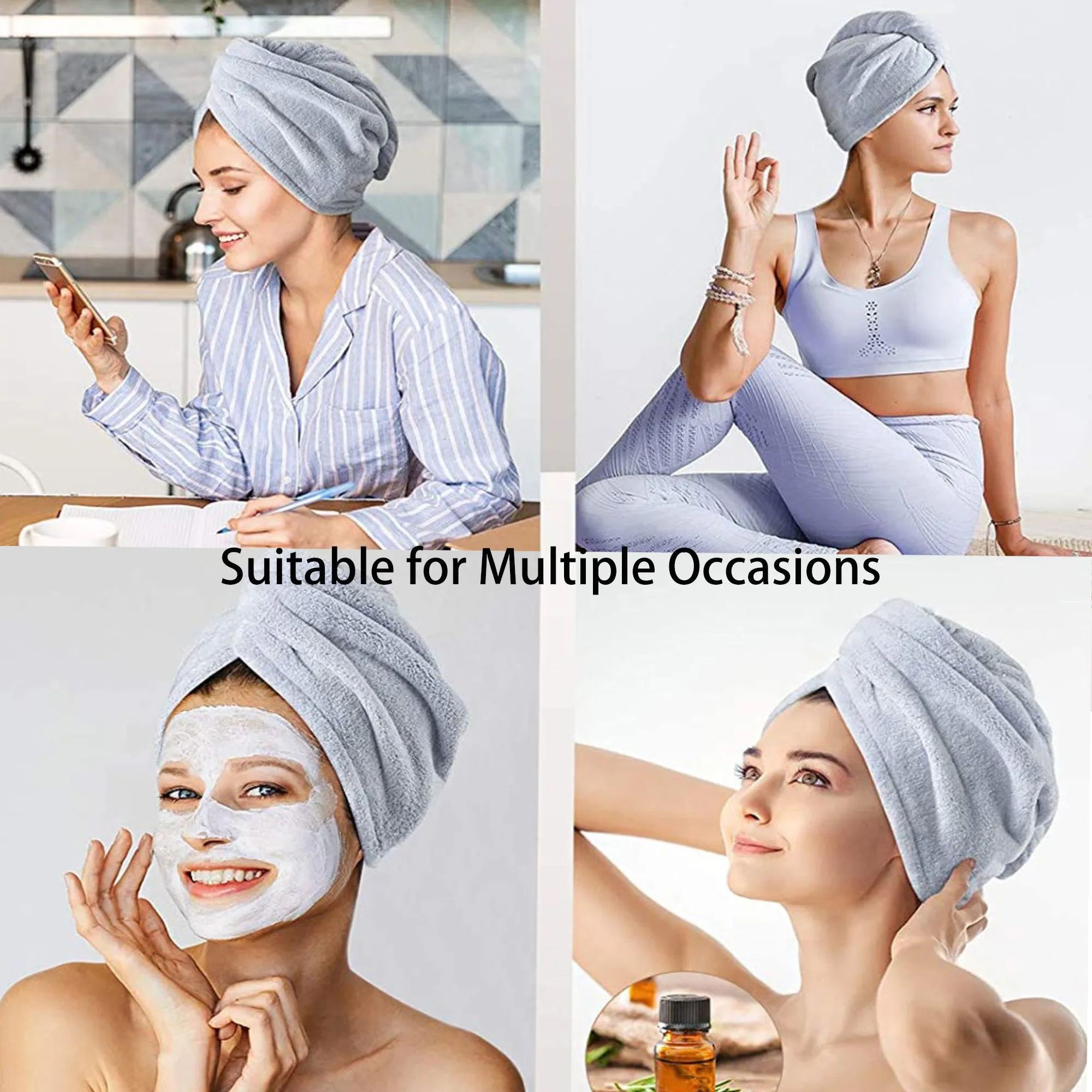 Anna-Kaci Soft Double-Layer Waffle Texture Hair Drying Cap with Button Closure sold by Anna-Kaci product image thumbnail 3