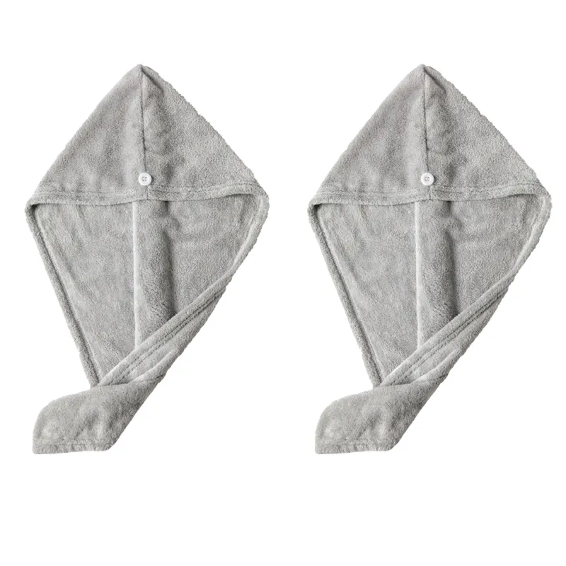 Anna-Kaci 2 Pack Solid Hair Drying Towel Turban Absorbent Soft Quick Dry Hair Wrap sold by Anna-Kaci