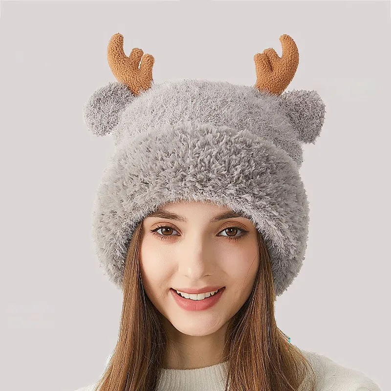 Anna-Kaci Women's Reindeer Antler Fleece Hat - Cute & Warm Winter Accessory made by Anna-Kaci