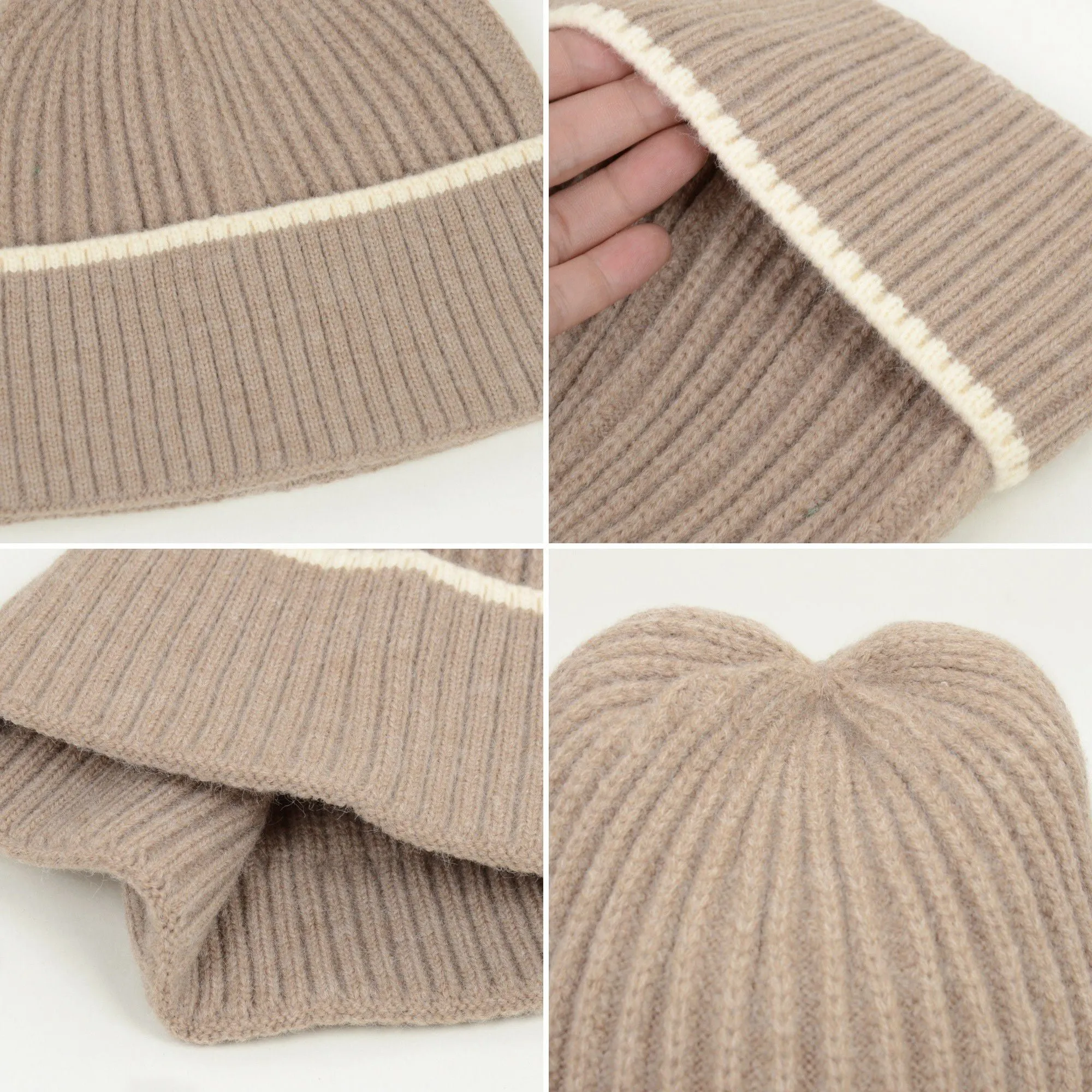 Anna-Kaci Women's Ribbed Knit Beanie Hat with Contrast Trim and Folded Cuff sold by Anna-Kaci product image thumbnail 3
