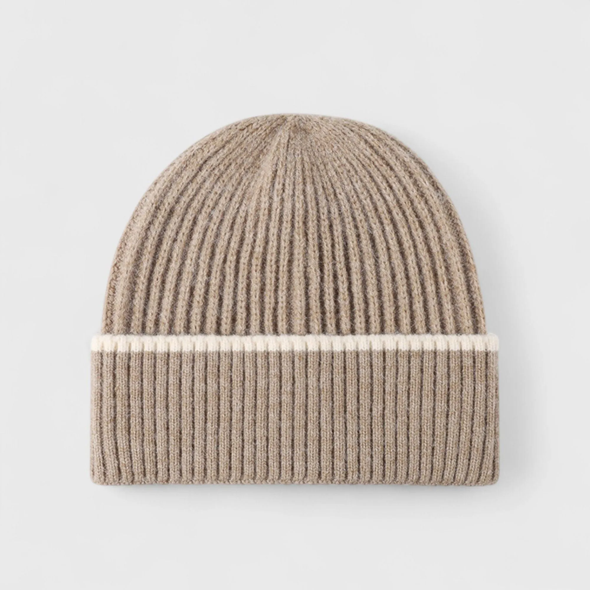 Anna-Kaci Women's Ribbed Knit Beanie Hat with Contrast Trim and Folded Cuff sold by Anna-Kaci