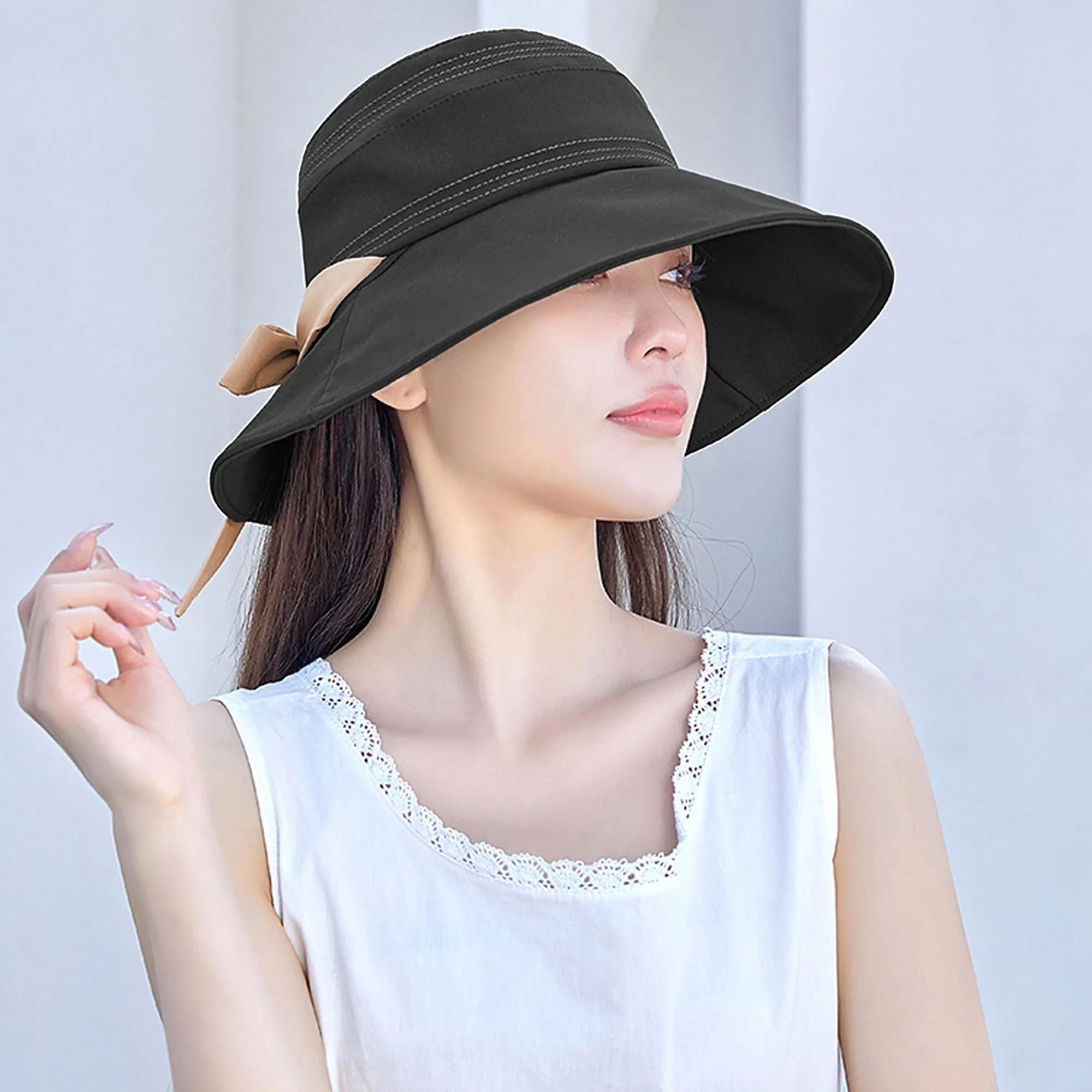 Anna-Kaci Foldable Wide - Brim Sun Hat with Bow Accent sold by Anna-Kaci product image thumbnail 2