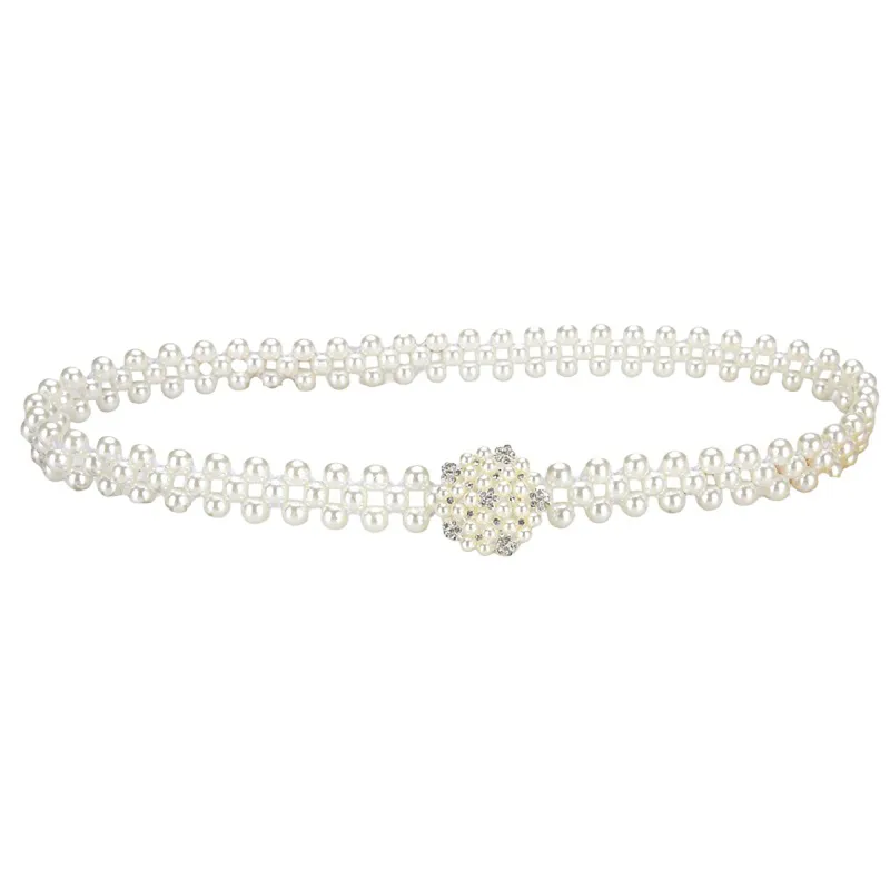 Anna-Kaci Womens Elastic Pearl Waist Belt with Stretch Fit Design made by Anna-Kaci