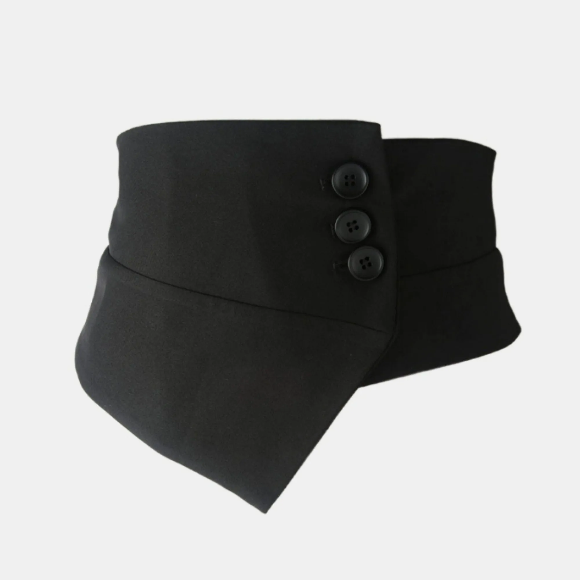 Anna-Kaci Women's Structured Asymmetrical Wide Waist Belt with Overlapping Panel Design and Decorative Button Accents 7.5x31.5in sold by Anna-Kaci