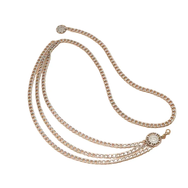 Anna-Kaci Women's Layered Chain Waist Belt with Triple Draped Links and Decorative Medallion Accents for Stylish Detail 35.5in made by Anna-Kaci