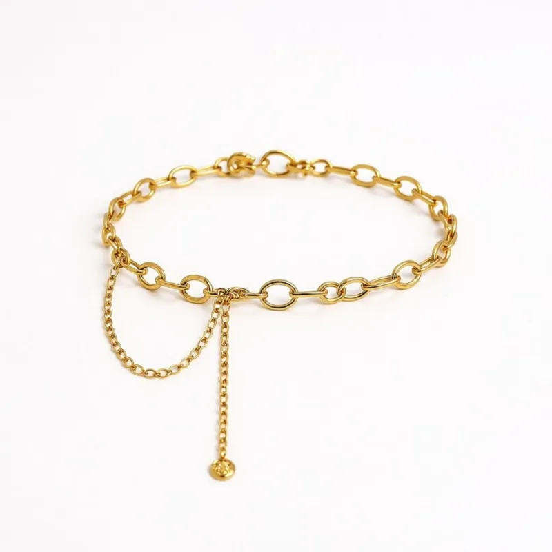 Anna-Kaci Women's Circular Link Chain Belt with Adjustable Drop Chain and Modern Geometric Design 39.5in made by Anna-Kaci