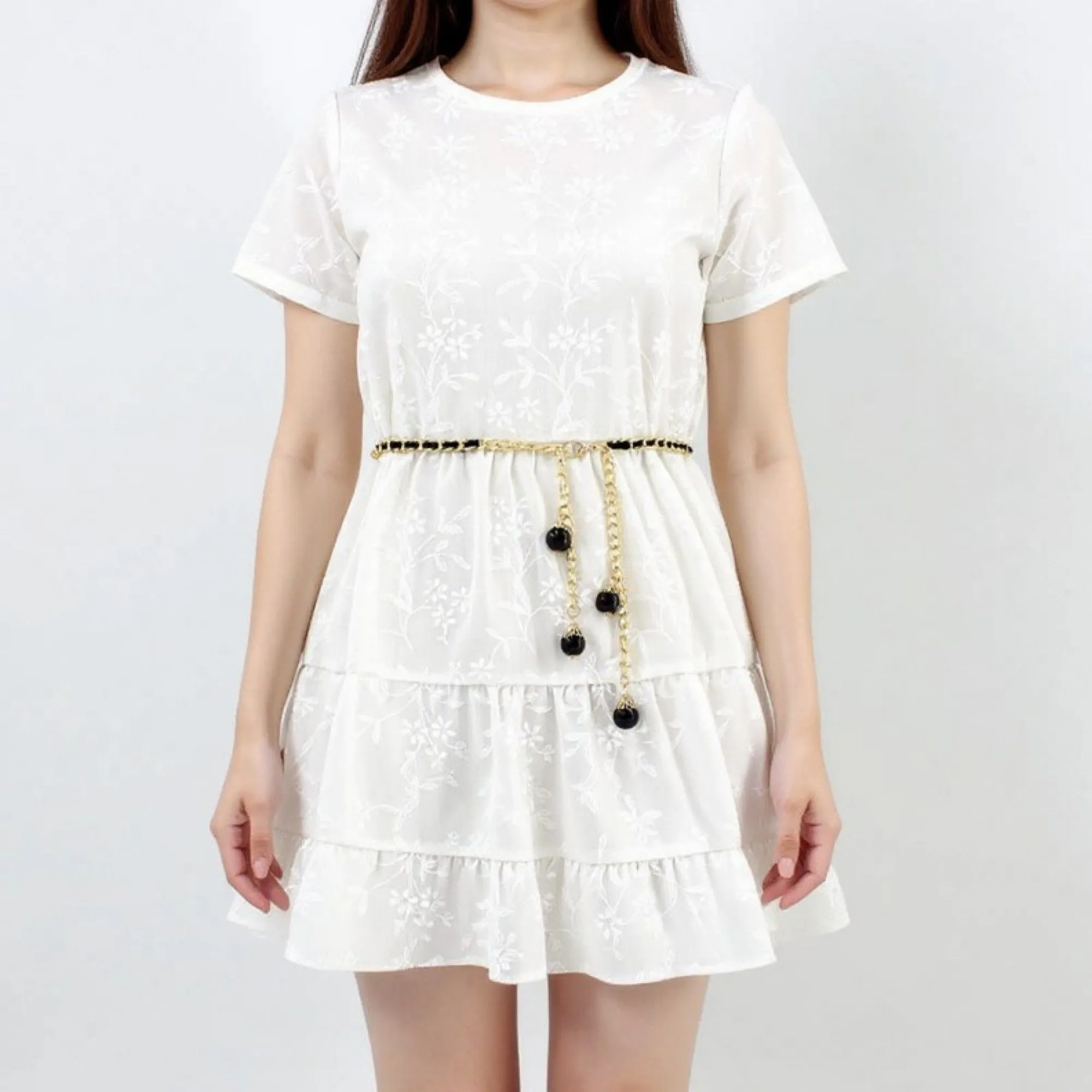 Anna-Kaci Women's Chain Link Belt with Interwoven Detail and Hanging Bead Charms 45.5in sold by Anna-Kaci product image thumbnail 3