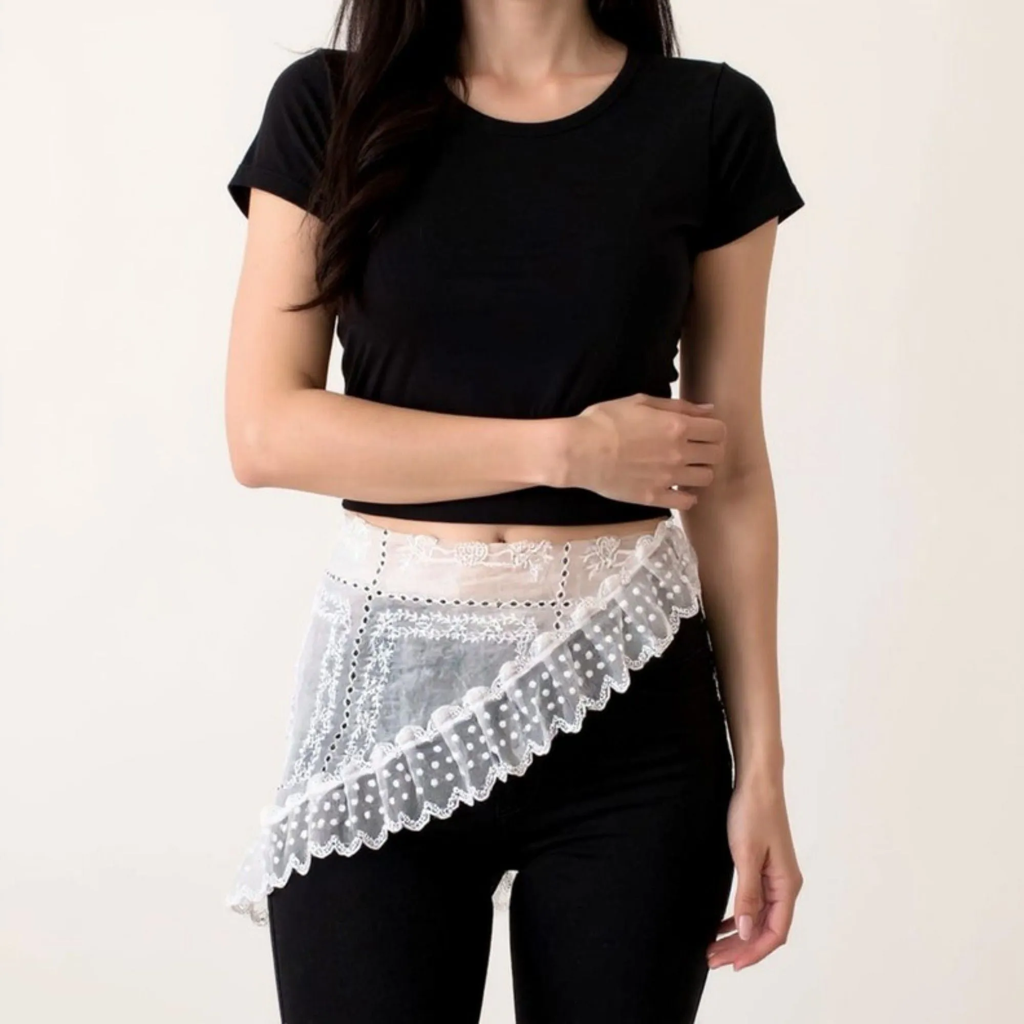 Anna-Kaci Women's Sheer Lace Embroidered Waist Belt with Scalloped Edge and Tie Detail 59in sold by Anna-Kaci product image thumbnail 2