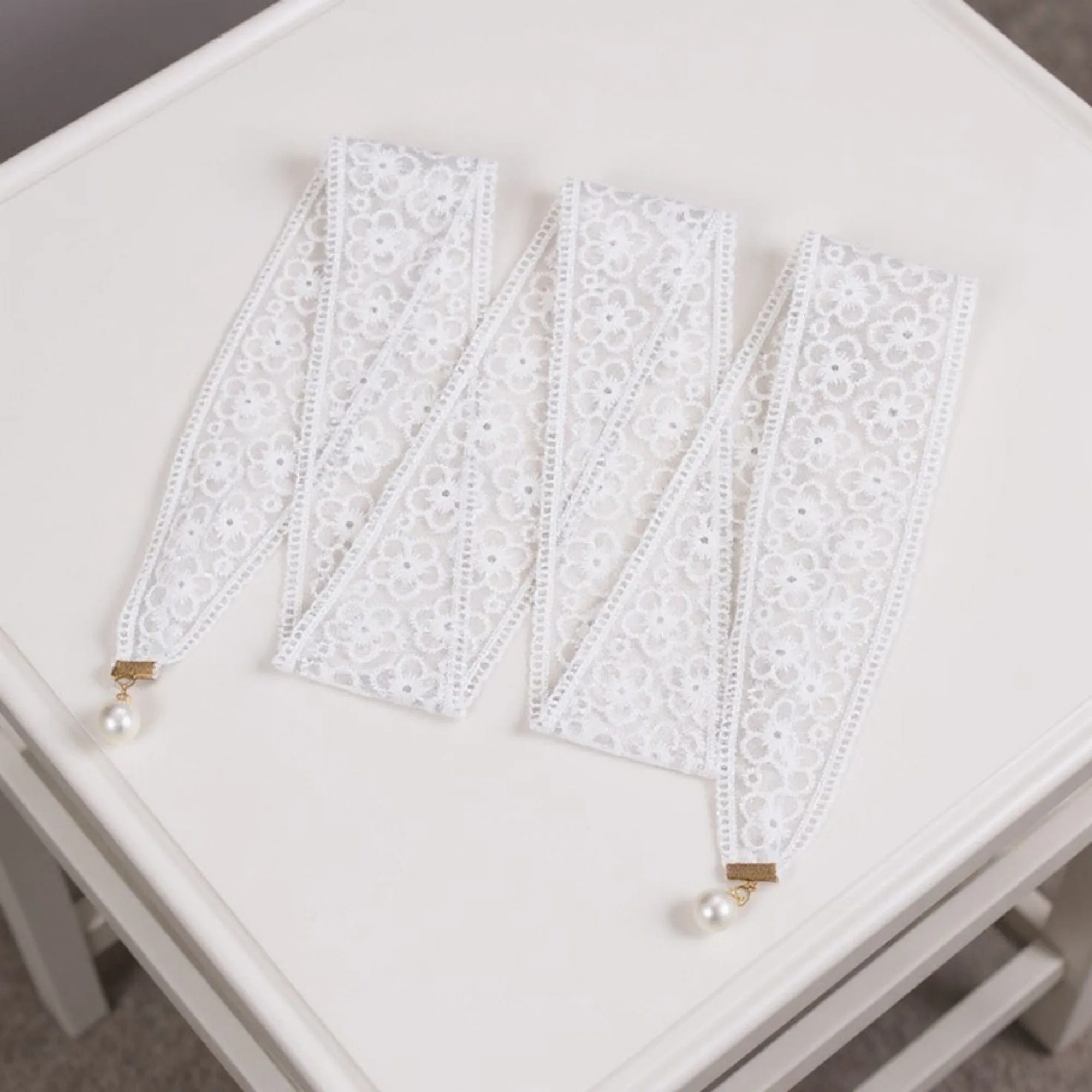 Anna-Kaci Women's Floral Lace Ribbon Belt with Oversized Bow and Pearl Drop Details 59in sold by Anna-Kaci product image thumbnail 2