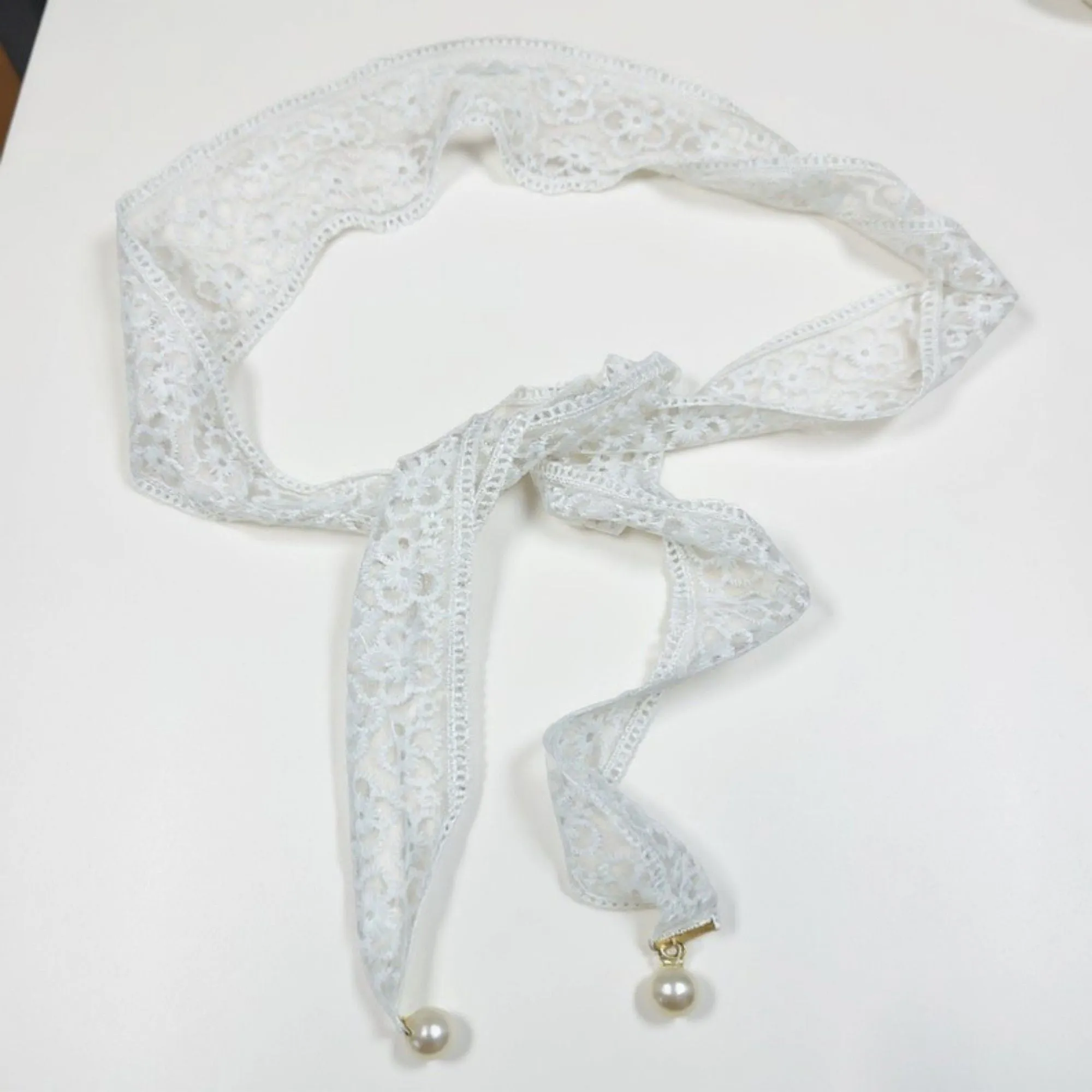 Anna-Kaci Women's Floral Lace Ribbon Belt with Oversized Bow and Pearl Drop Details 59in sold by Anna-Kaci product image thumbnail 3