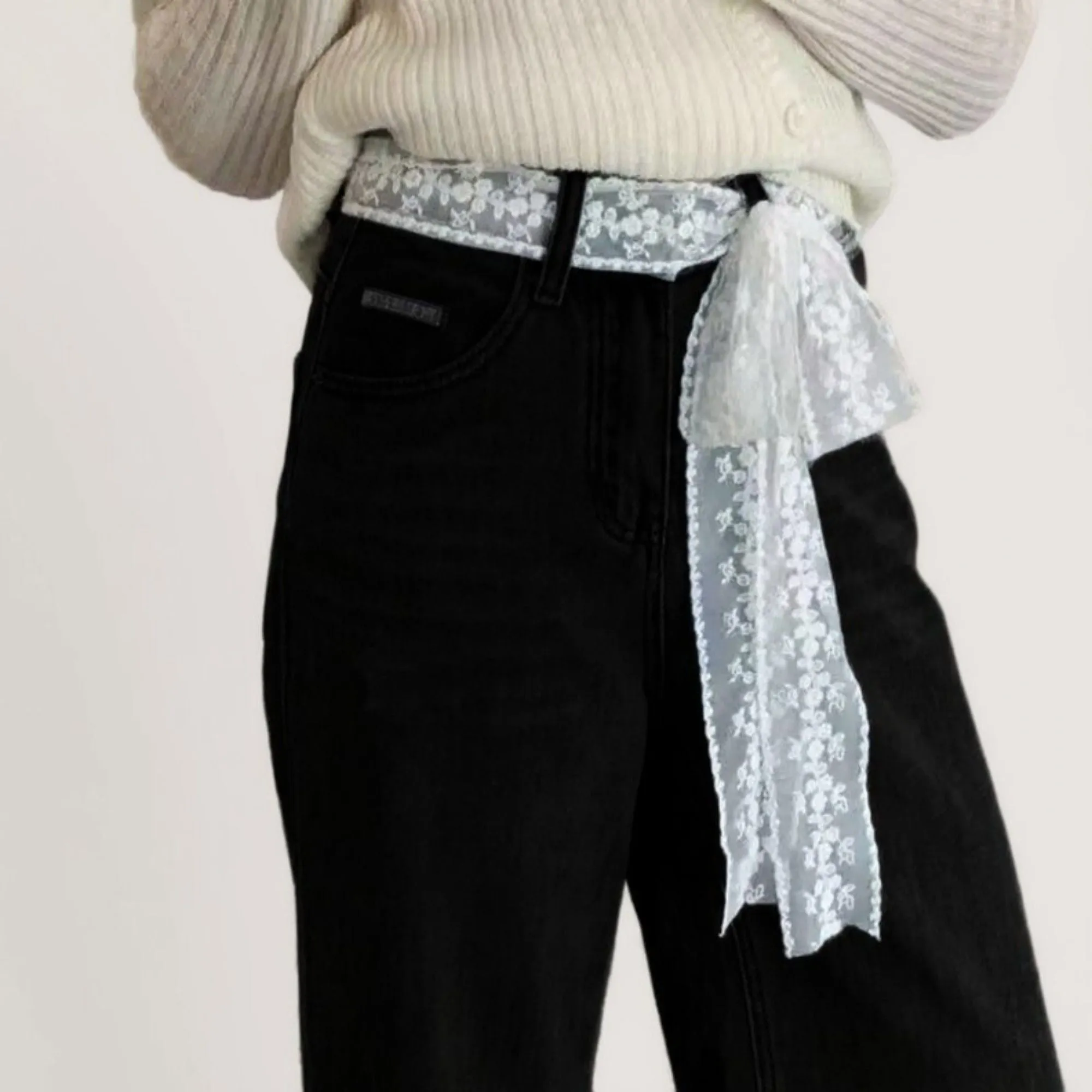 Anna-Kaci Women's Sheer Floral Lace Belt with Long Tie Ribbon Accent 53in sold by Anna-Kaci product image thumbnail 3