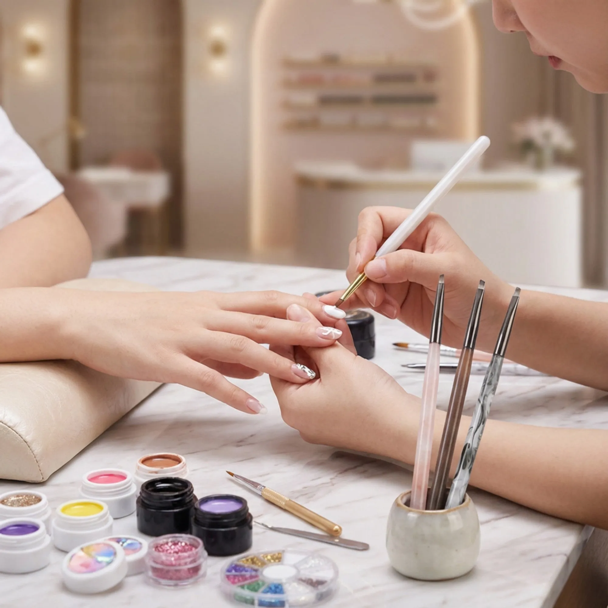 Anna-Kaci 4-Piece Angled Nail Art Brush Set with Slim Handles and Precision Liner Tips for Gel Acrylic and Nail Design sold by Anna-Kaci product image thumbnail 4