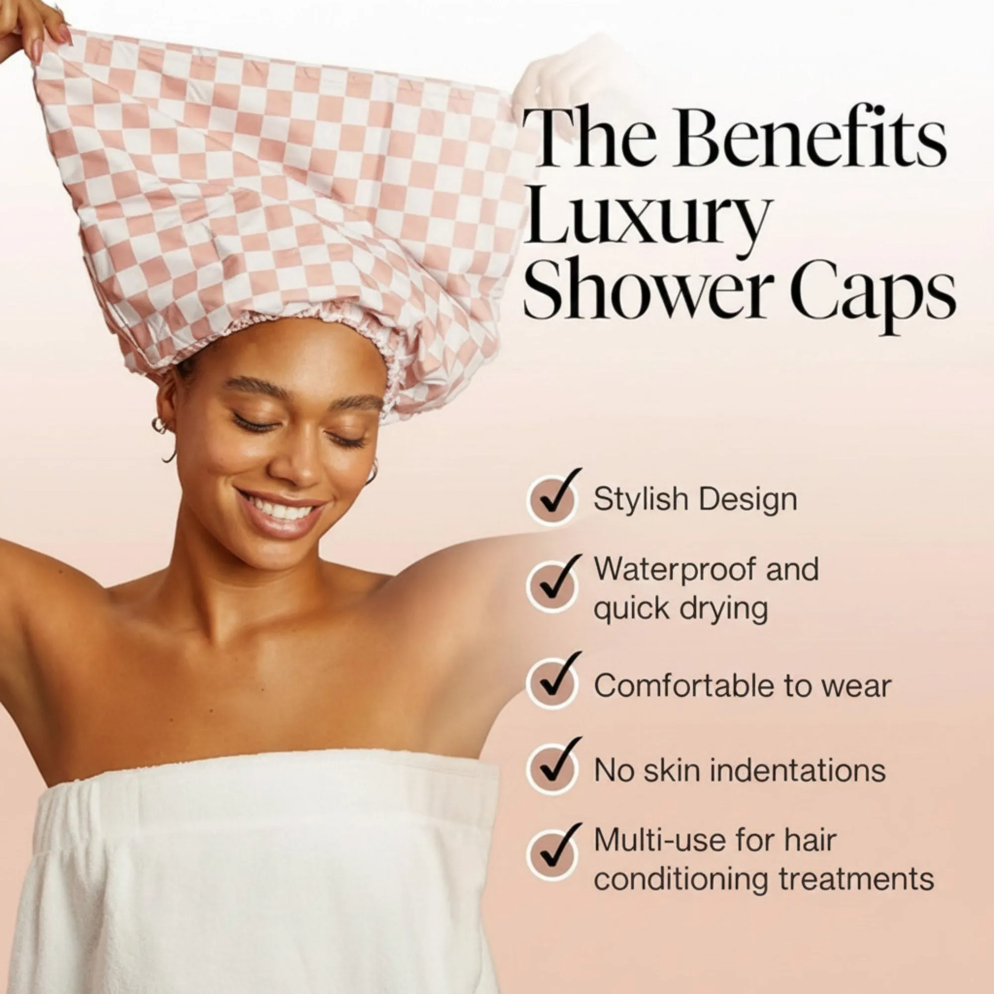 Anna-Kaci Women¡¯s Satin Checkered Hair Bonnet with Soft Elastic Band for Comfortable Sleep and Frizz Control sold by Anna-Kaci product image thumbnail 2