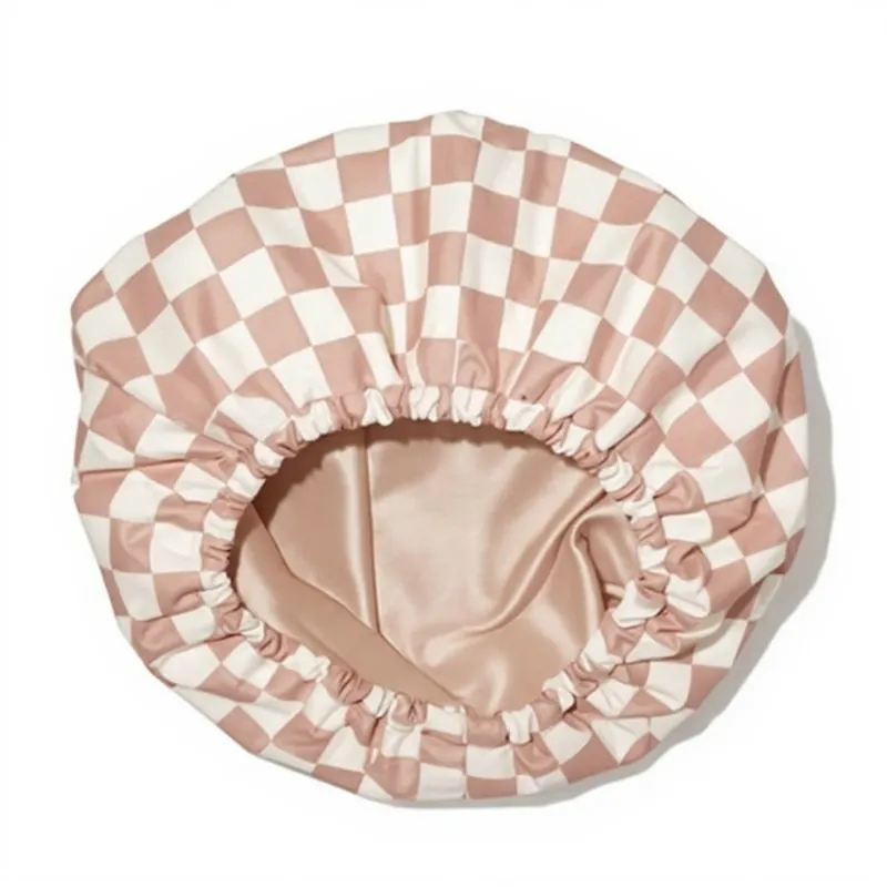 Anna-Kaci Women¡¯s Satin Checkered Hair Bonnet with Soft Elastic Band for Comfortable Sleep and Frizz Control made by Anna-Kaci