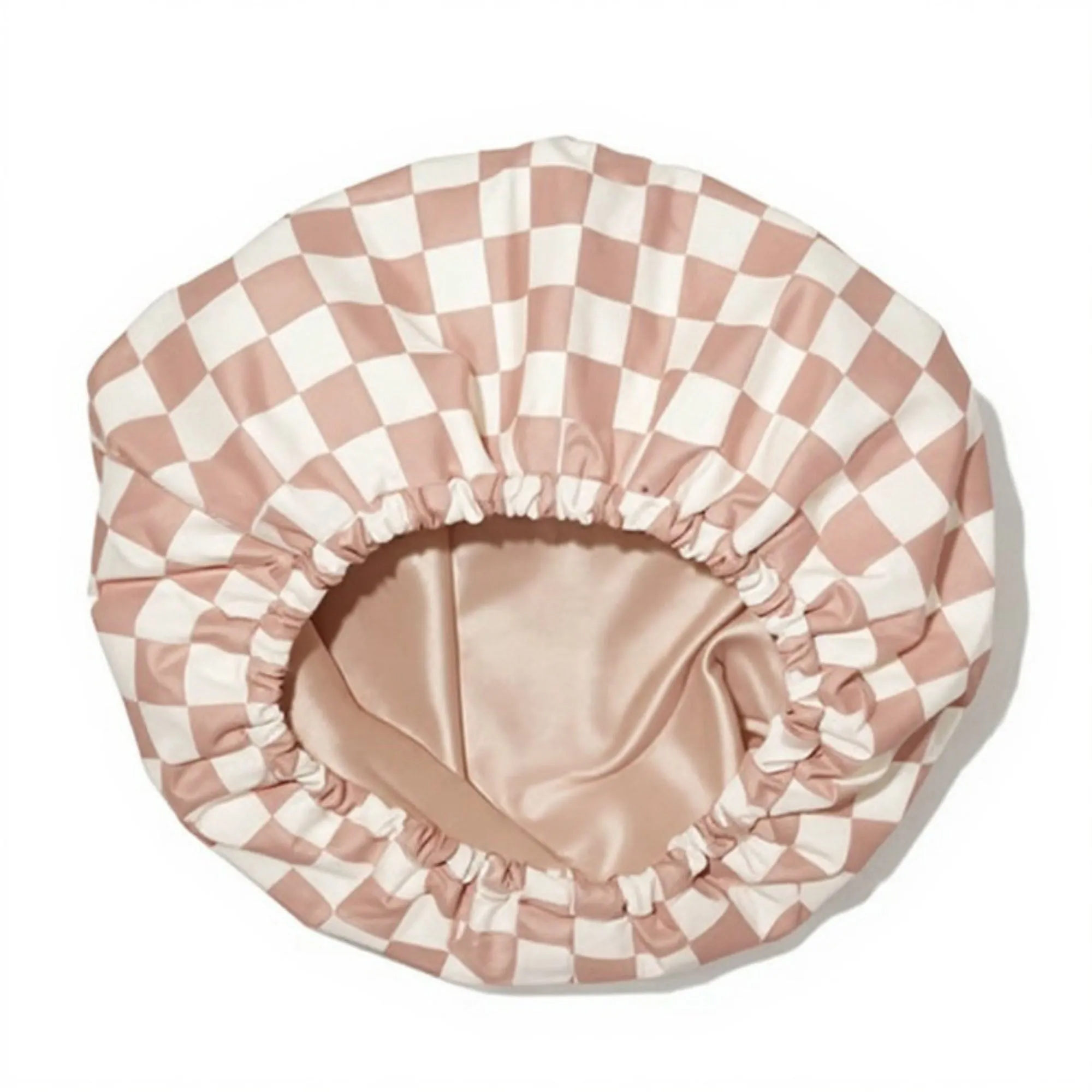 Anna-Kaci Women¡¯s Satin Checkered Hair Bonnet with Soft Elastic Band for Comfortable Sleep and Frizz Control sold by Anna-Kaci