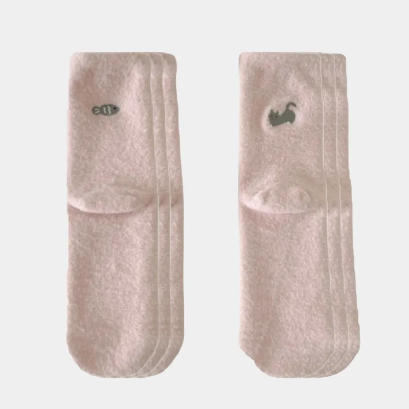 Anna-Kaci Women's 3-Pair Fuzzy Crew Sock Set with Cute Embroidery US 5¨C10 sold by Anna-Kaci