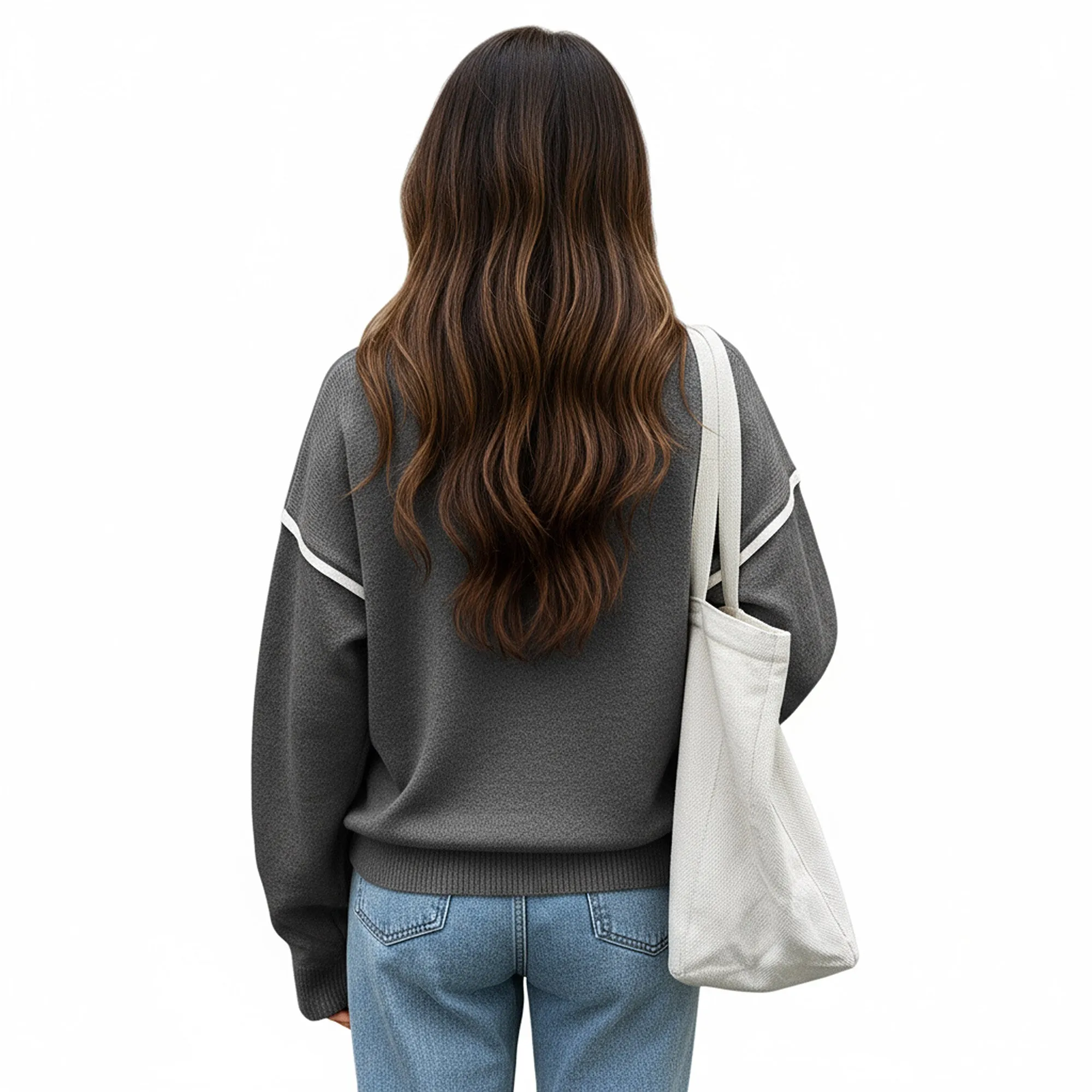 Anna-Kaci Women's Long Sleeve Pullover Knit Top with Quarter Zip Front Contrast Trim and Ribbed Hem sold by Anna-Kaci product image thumbnail 4