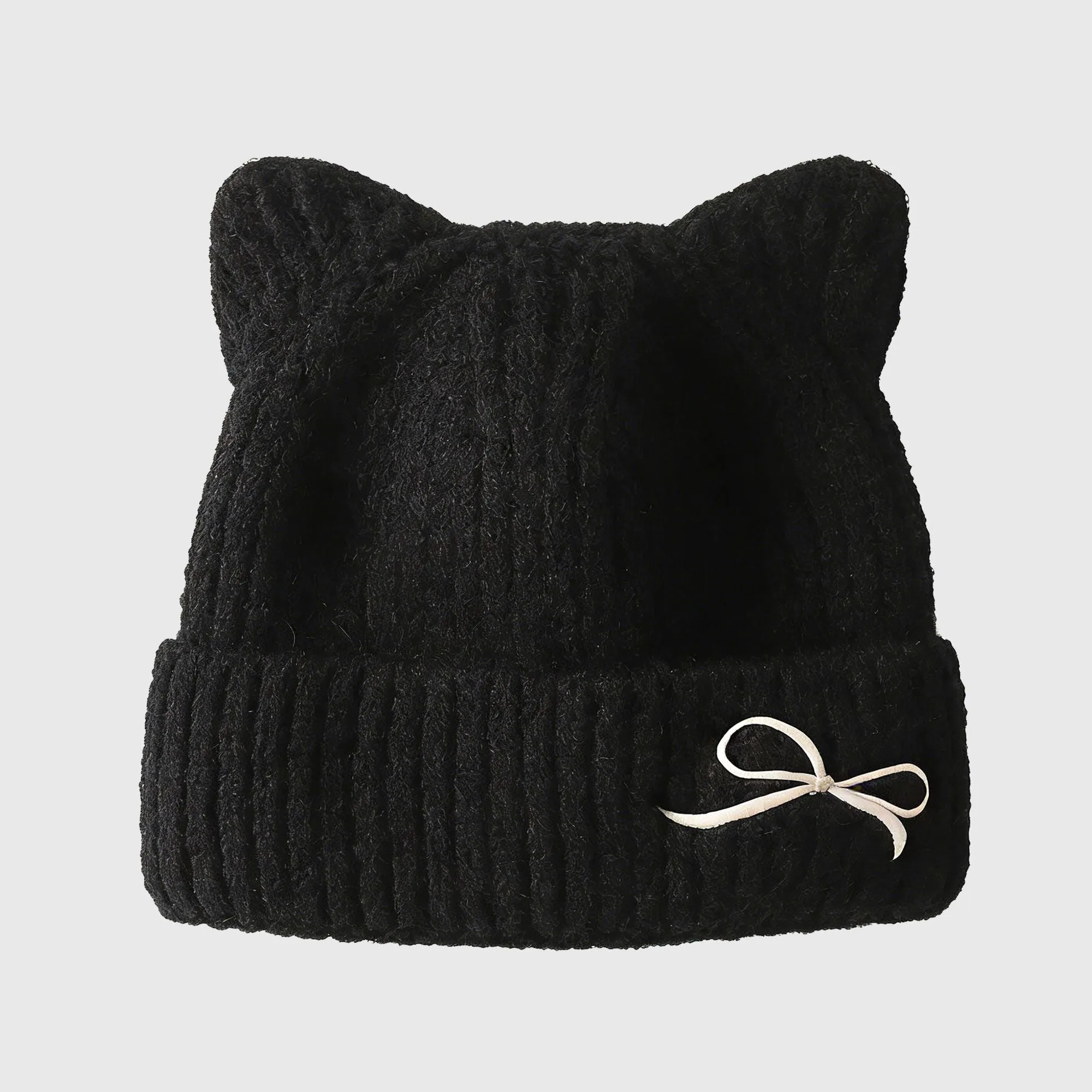 Anna-Kaci Women's Cat Ear Knit Beanie - Fluffy Faux Fur Hat with Bow Embroidery sold by Anna-Kaci product image thumbnail 4