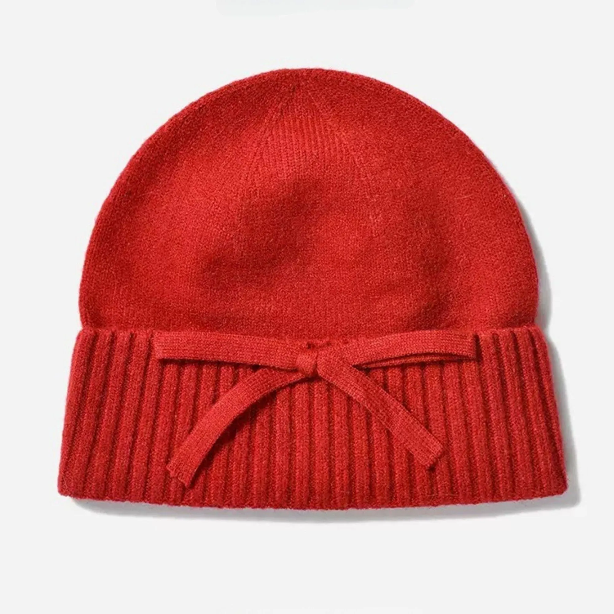 Anna-Kaci Women's Soft Knit Cuffed Beanie Hat with Ribbed Foldover Hem and Delicate Bow Detail sold by Anna-Kaci