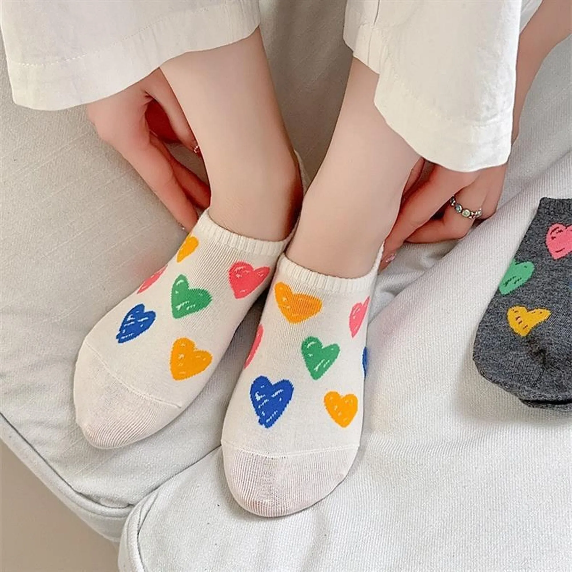 Anna-Kaci Women's Summer Colorful Heart-Printed No-Show Socks 6pk sold by Anna-Kaci product image thumbnail 3