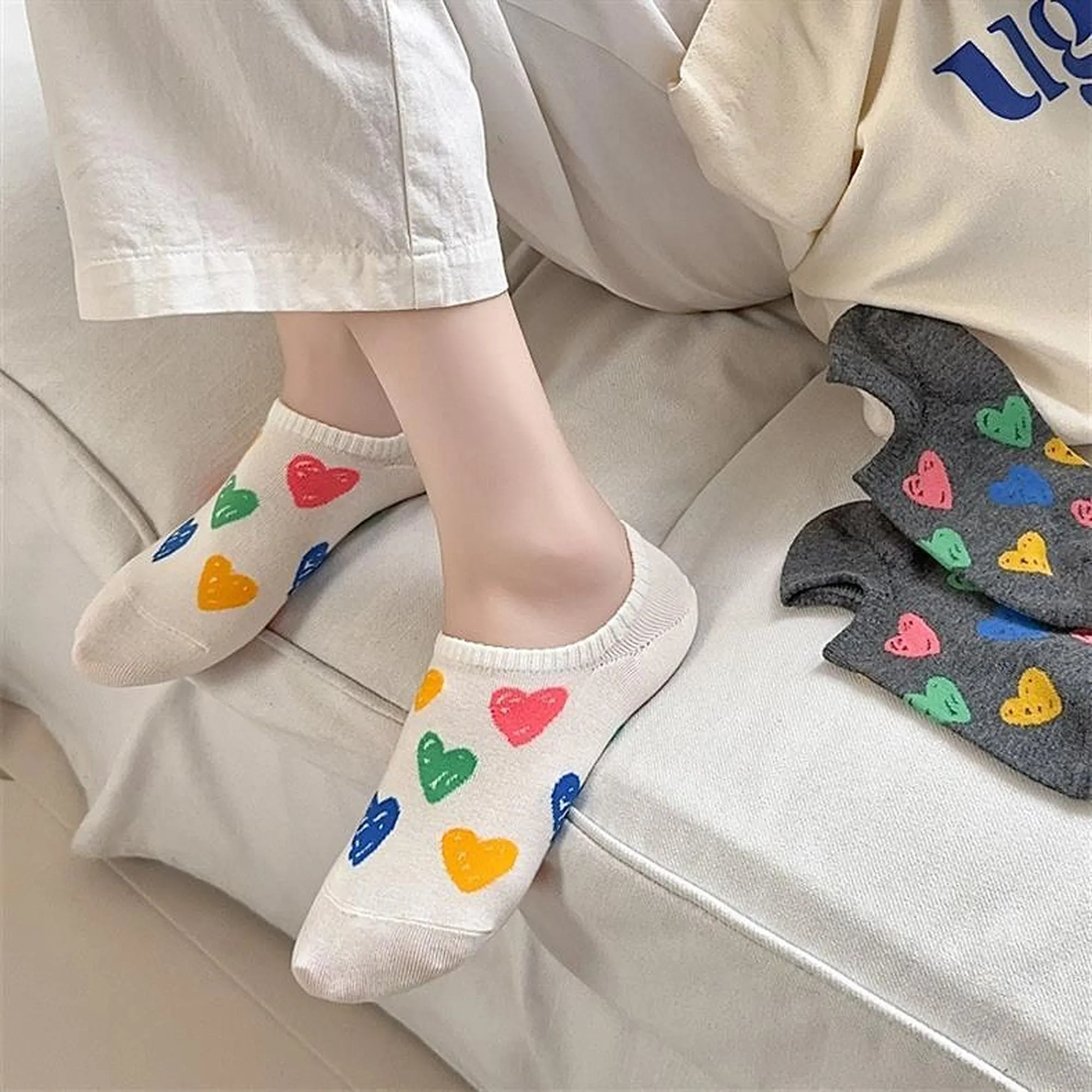 Anna-Kaci Women's Summer Colorful Heart-Printed No-Show Socks 6pk sold by Anna-Kaci product image thumbnail 4