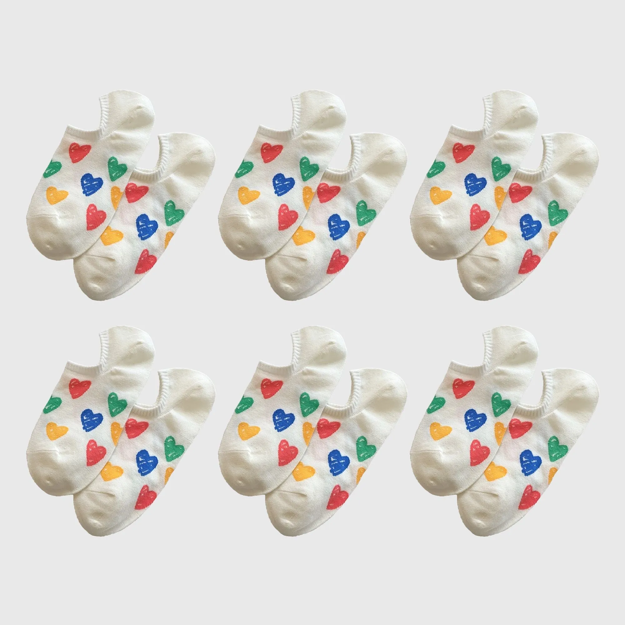 Anna-Kaci Women's Summer Colorful Heart-Printed No-Show Socks 6pk sold by Anna-Kaci