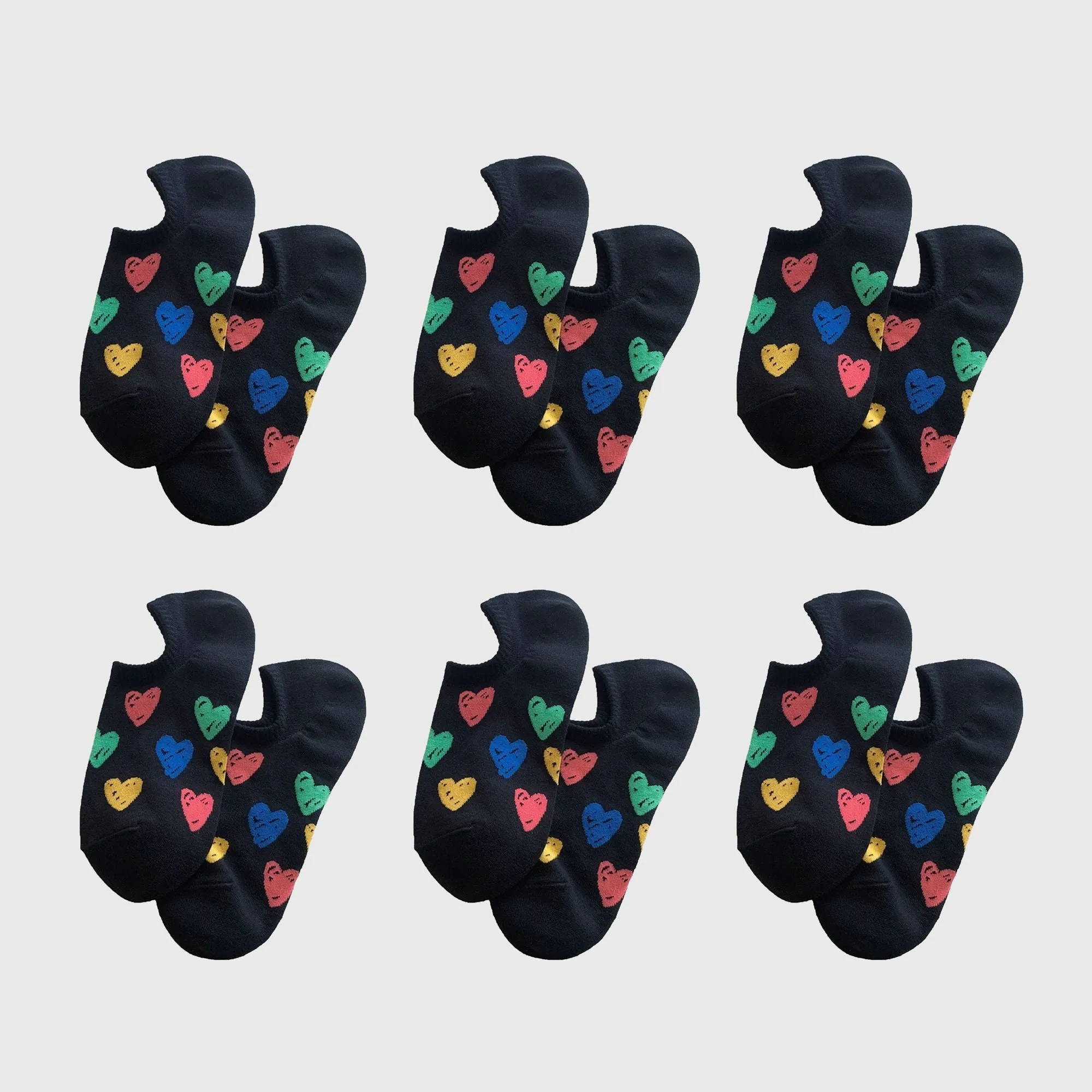Anna-Kaci Women's Summer Colorful Heart-Printed No-Show Socks 6pk sold by Anna-Kaci product image thumbnail 5