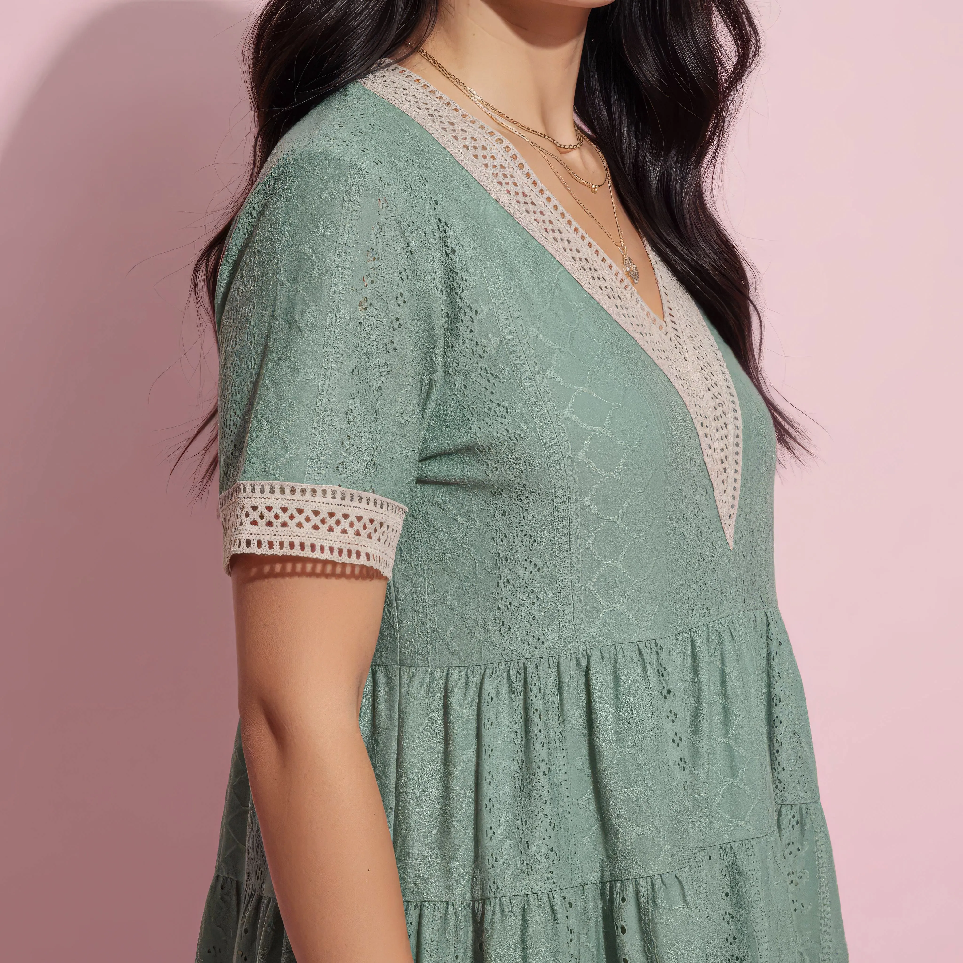 Crochet Trim Tiered Eyelet Top sold by Anna-Kaci product image thumbnail 5