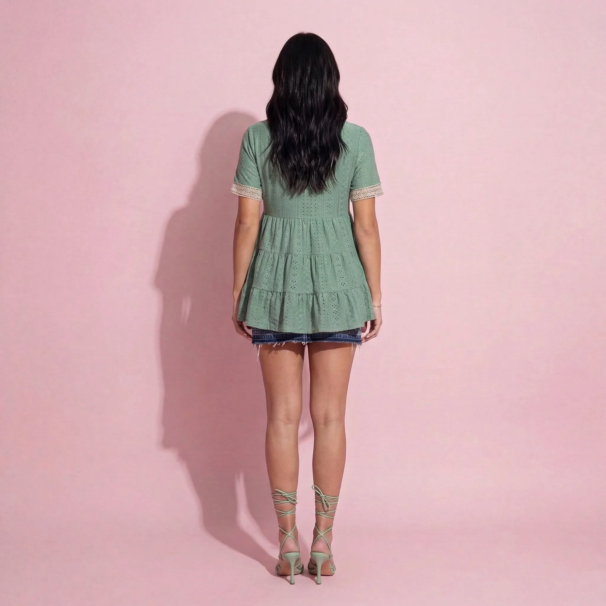 Crochet Trim Tiered Eyelet Top sold by Anna-Kaci product image thumbnail 3