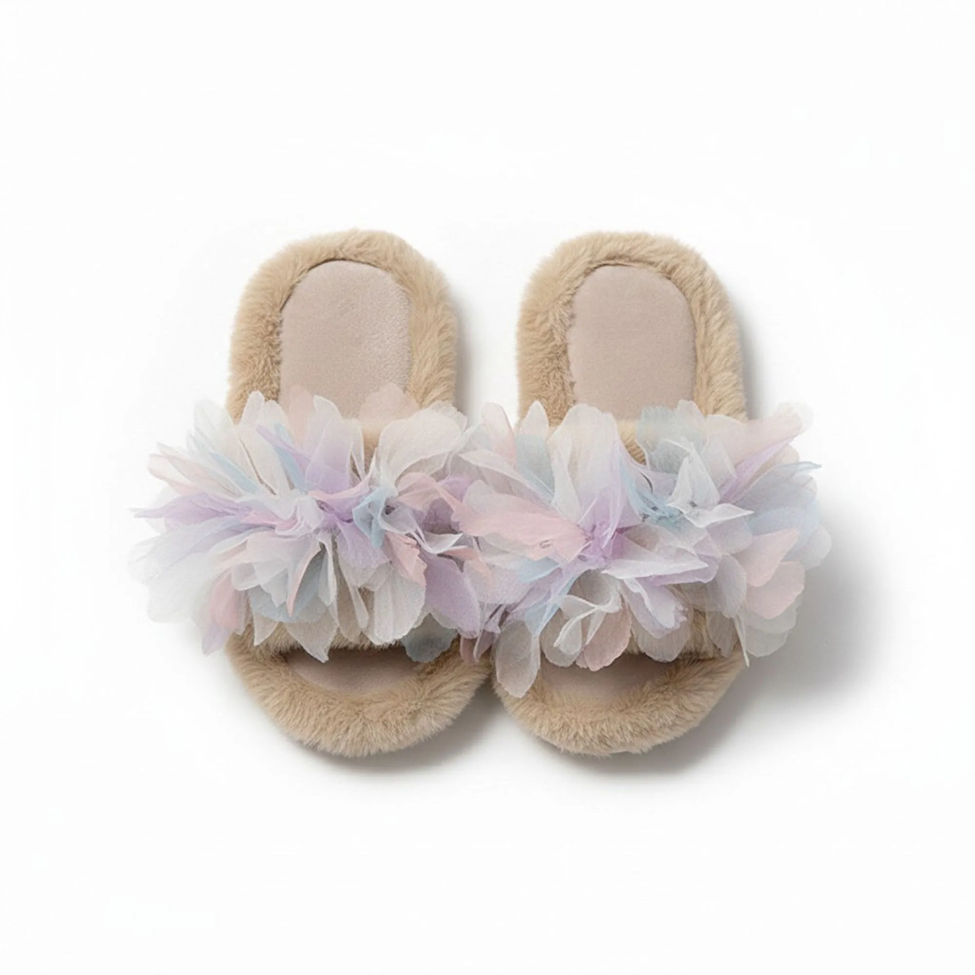 Anna-Kaci Women's Plush Indoor Slide Slippers with Floral Mesh Detail sold by Anna-Kaci product image thumbnail 2