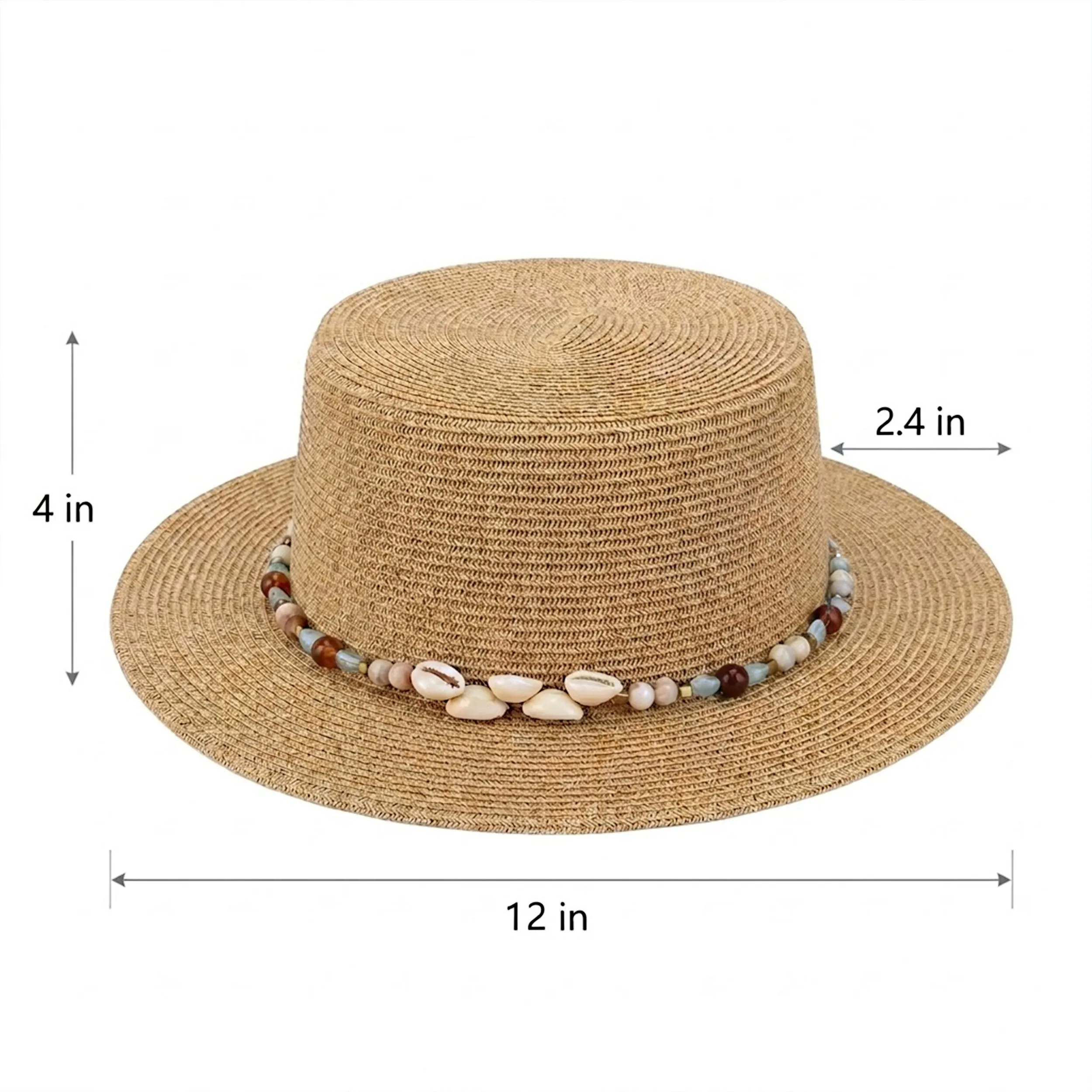 Anna-Kaci Women Straw Boater Hat Wide Brim Summer Sun Hat with Beaded Band Lightweight sold by Anna-Kaci product image thumbnail 4