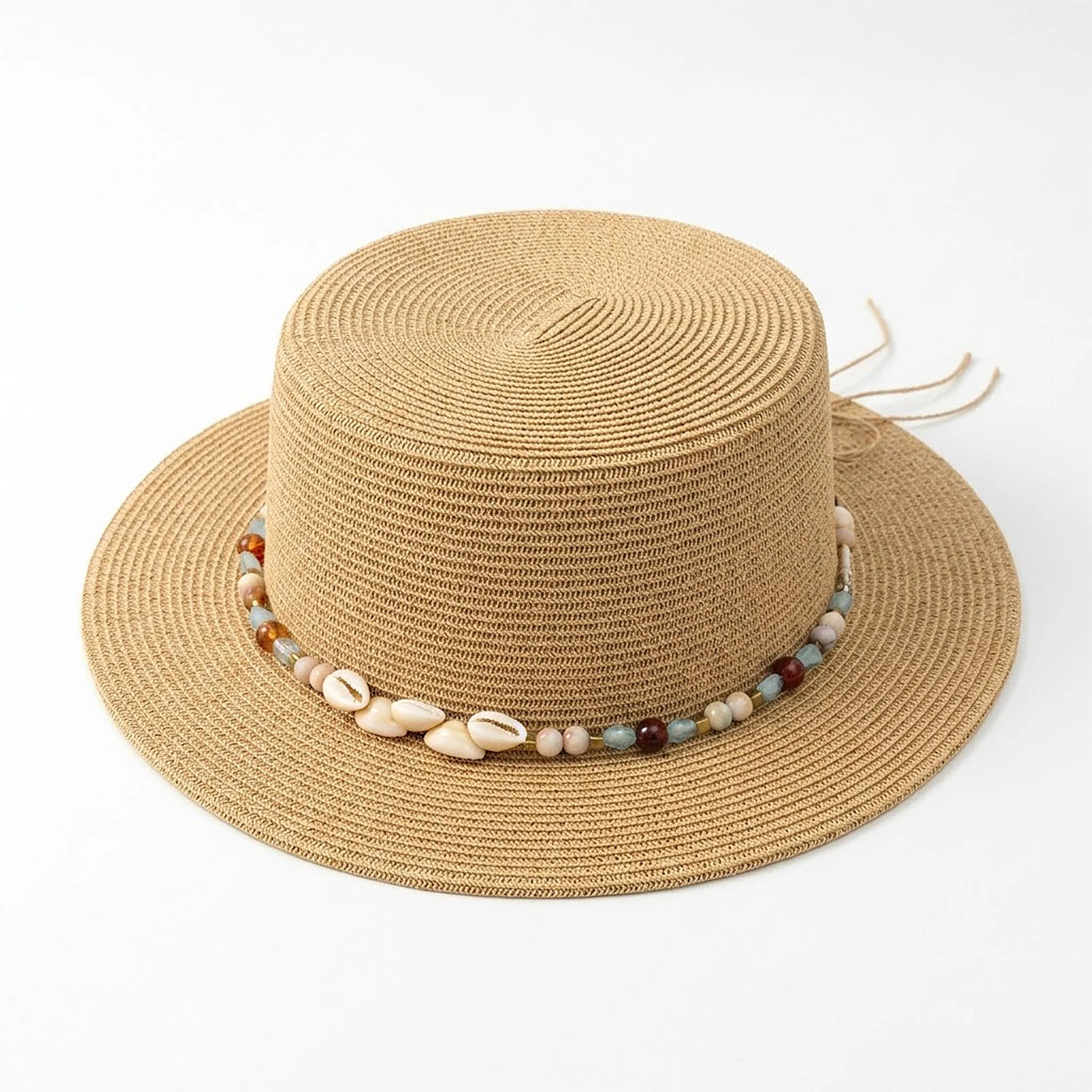 Anna-Kaci Women Straw Boater Hat Wide Brim Summer Sun Hat with Beaded Band Lightweight sold by Anna-Kaci