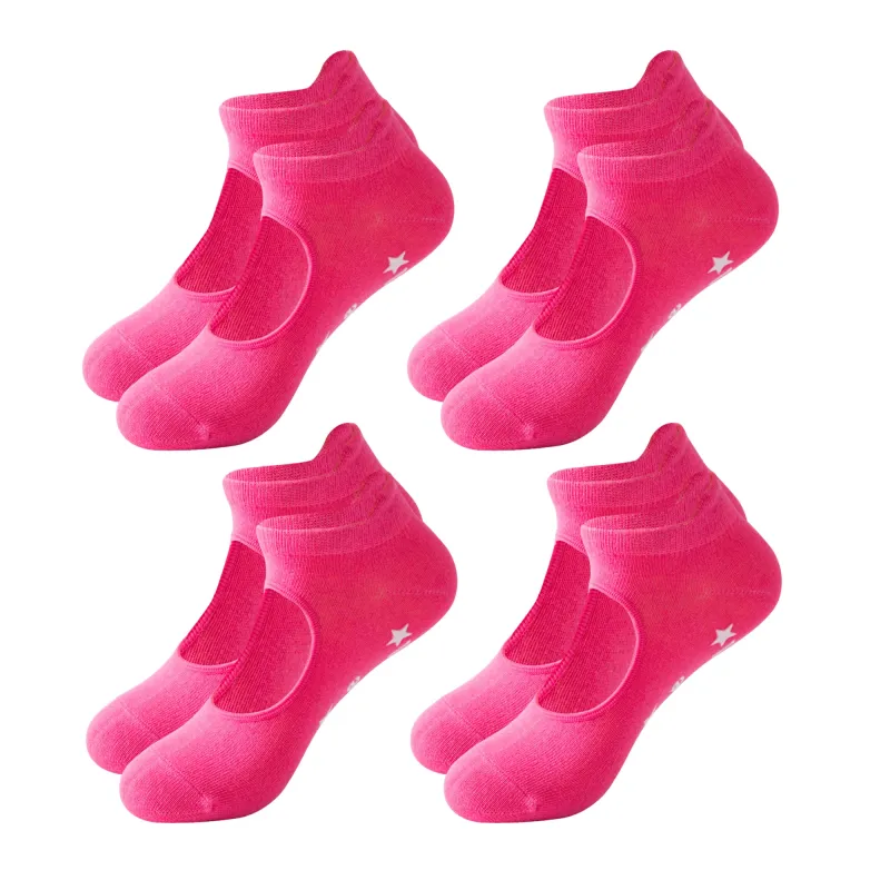 Anna-Kaci Non Slip Yoga Grip Socks Open Instep Pilates Barre Workout Socks Low Cut Athletic Socks 4 Pack made by Anna-Kaci
