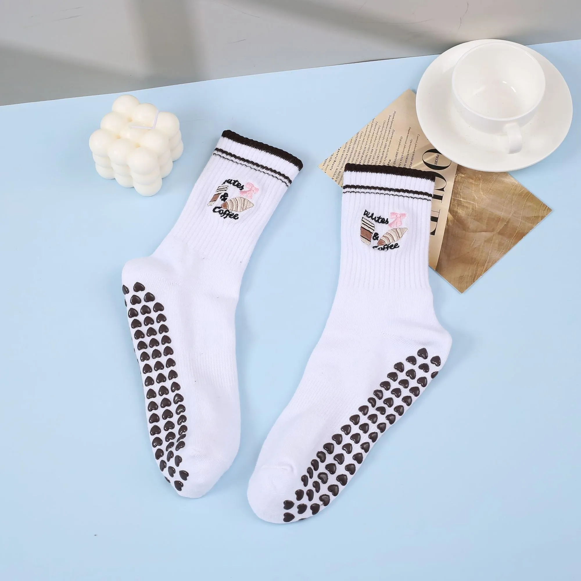 Anna-Kaci Non Slip Grip Yoga Socks Crew Socks Pilates Barre Dance Workout Breathable Athletic Socks 3 Pack sold by Anna-Kaci product image thumbnail 5