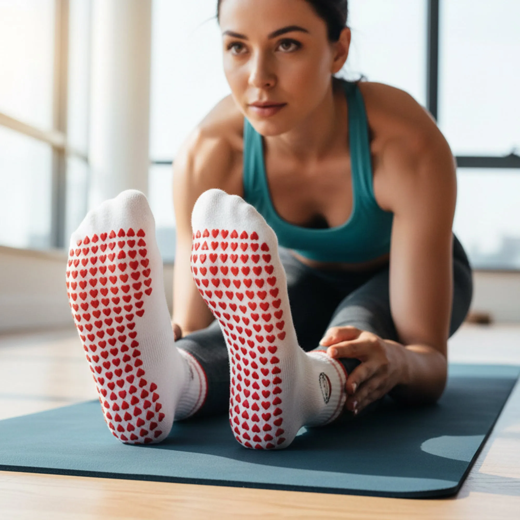 Anna-Kaci Non Slip Grip Yoga Socks Crew Socks Pilates Barre Dance Workout Breathable Athletic Socks 3 Pack sold by Anna-Kaci product image thumbnail 3